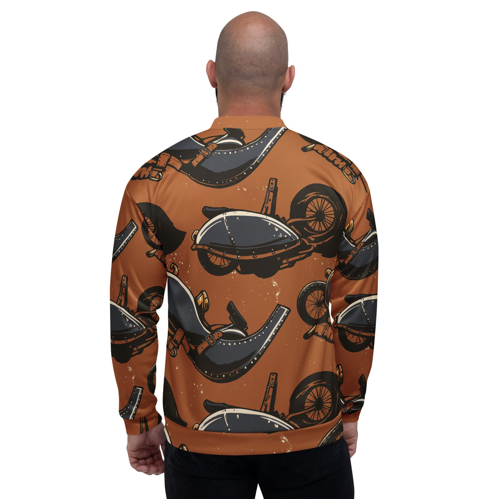Męska bluza bomber z grafiką klasycznych motocykli w stylu vintage| Zarn.pl Męska bluza bomber z grafiką klasycznych motocykli w stylu vintage - obrazek 6