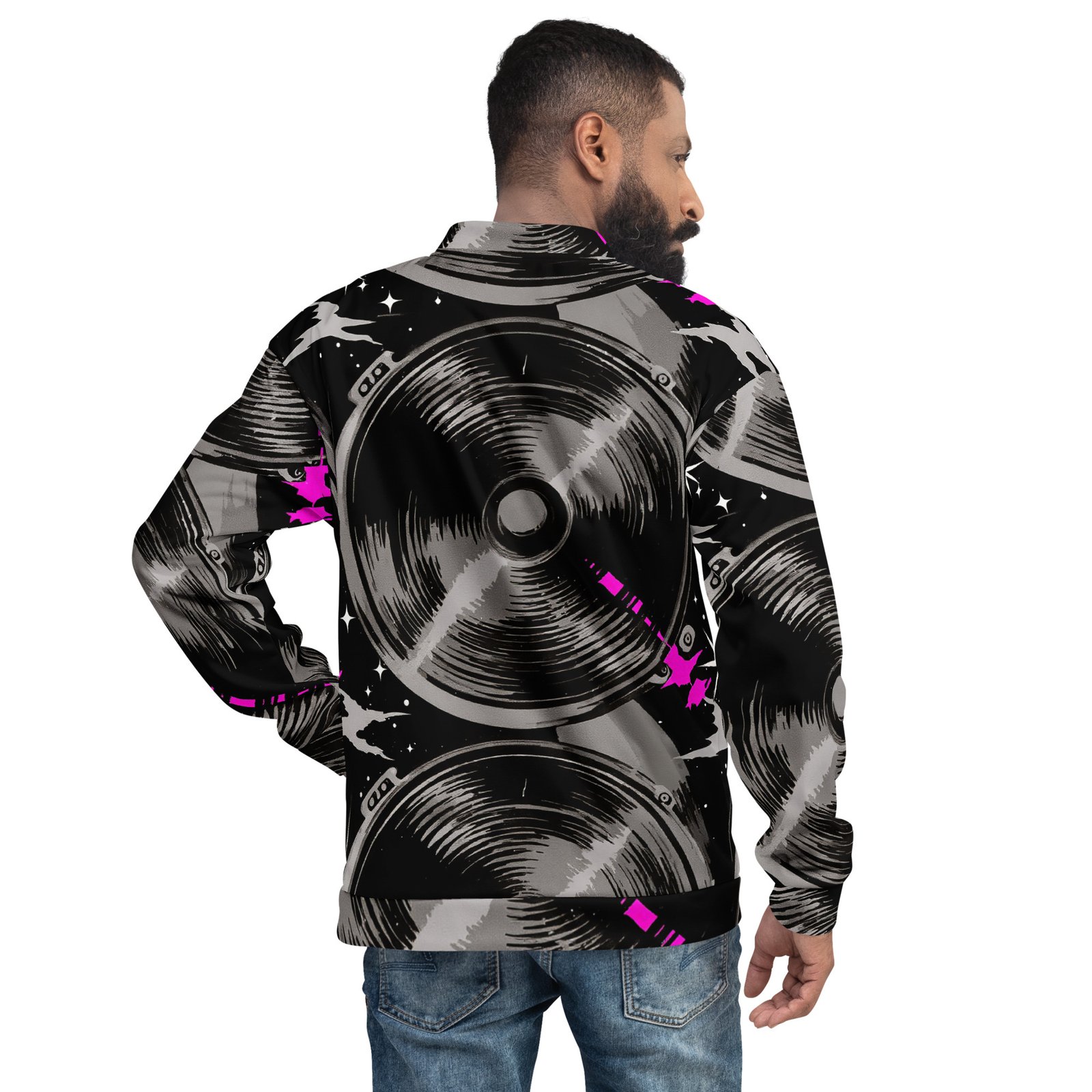 Męska bluza bomber z grafiką głośników audio| Zarn.pl Męska bluza bomber z grafiką głośników audio - obrazek 6