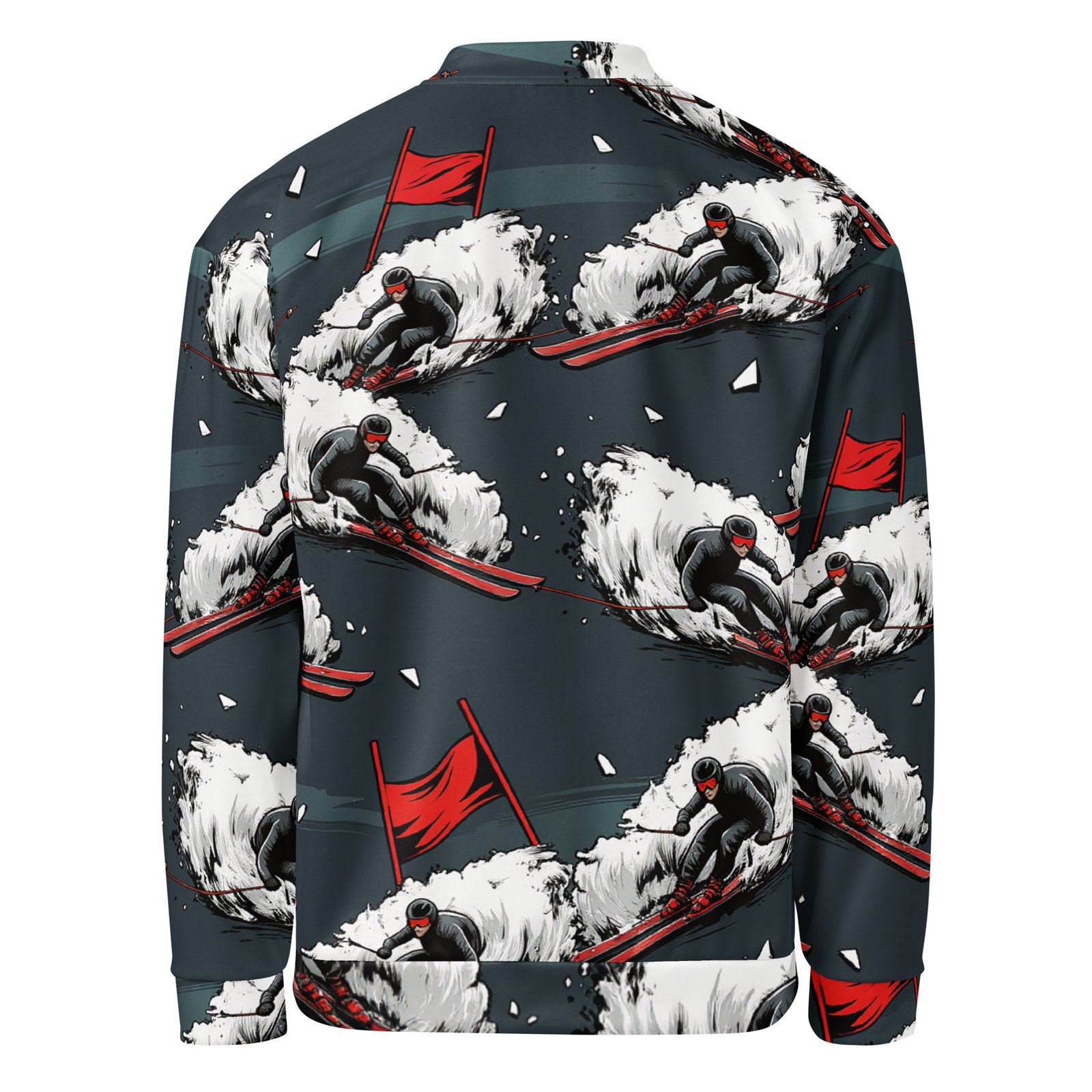Męska bluza bomber z grafiką narciarza slalomowego| Zarn.pl Męska bluza bomber z grafiką narciarza slalomowego - obrazek 3