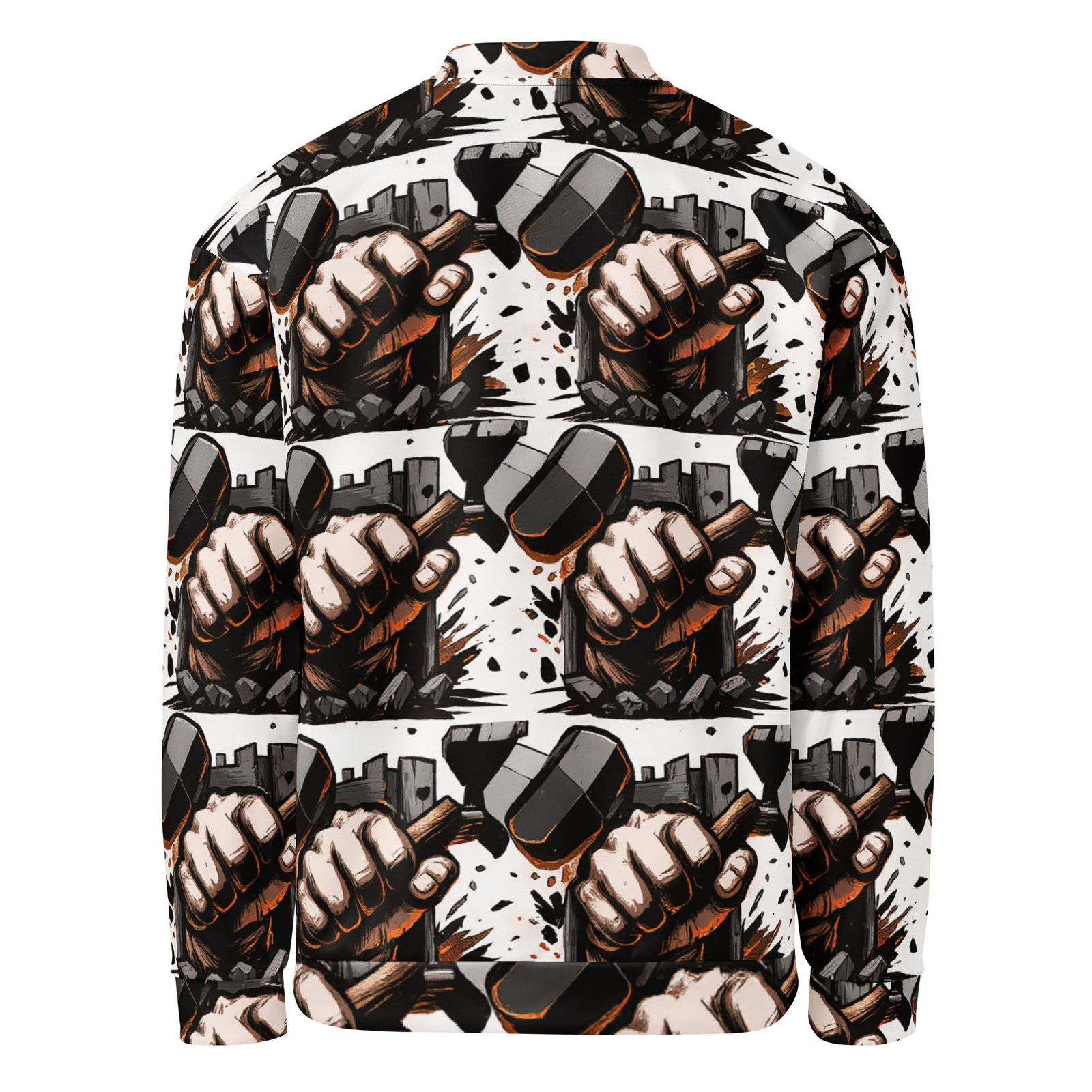 Męska bluza bomber z grafiką zaciśniętej pięści przebijającej kamienny mur| Zarn.pl Męska bluza bomber z grafiką zaciśniętej pięści przebijającej kamienny mur - obrazek 3