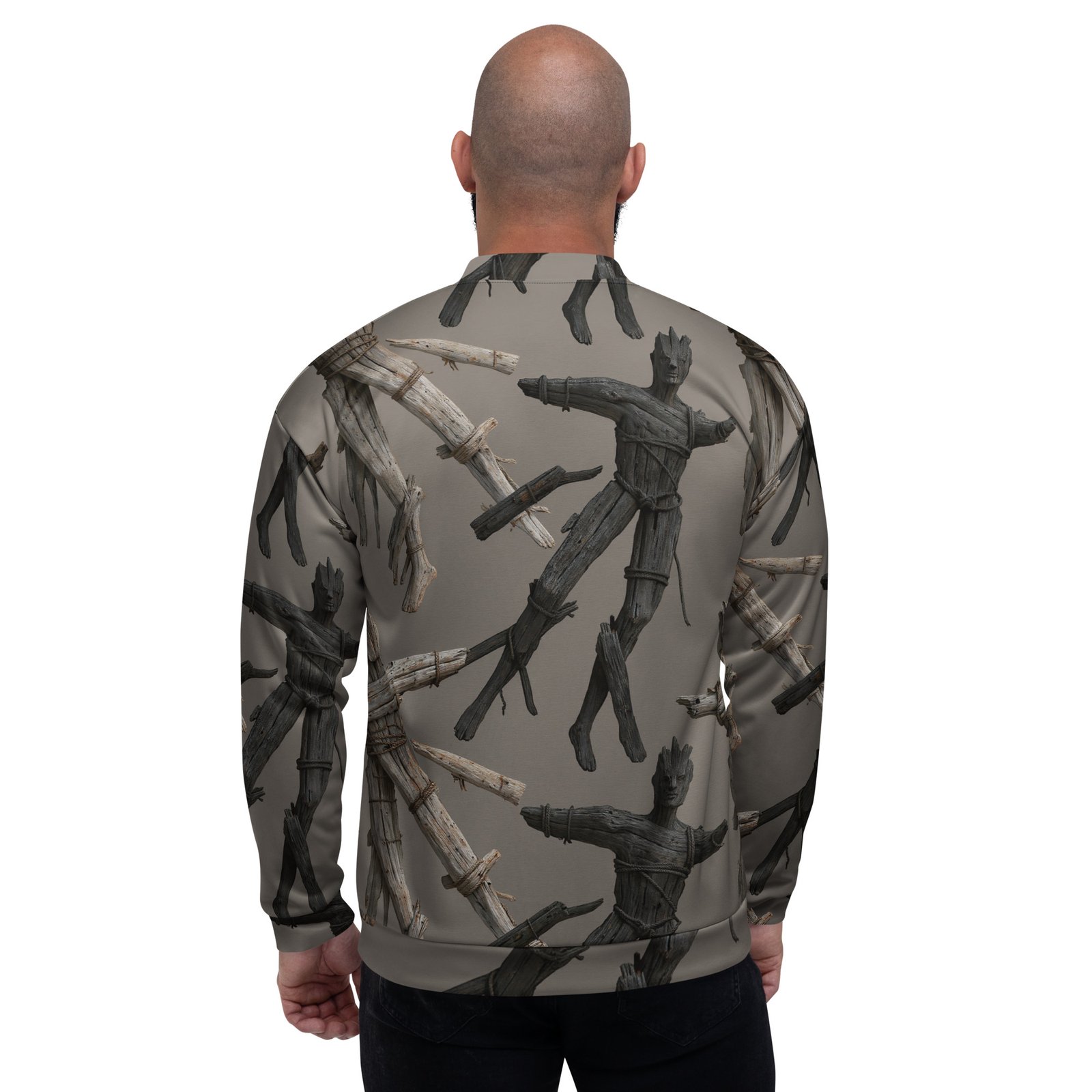 Męska bluza bomber z grafiką drewnianych kukieł i związanych gałęzi| Zarn.pl Męska bluza bomber z grafiką drewnianych kukieł i związanych gałęzi - obrazek 6