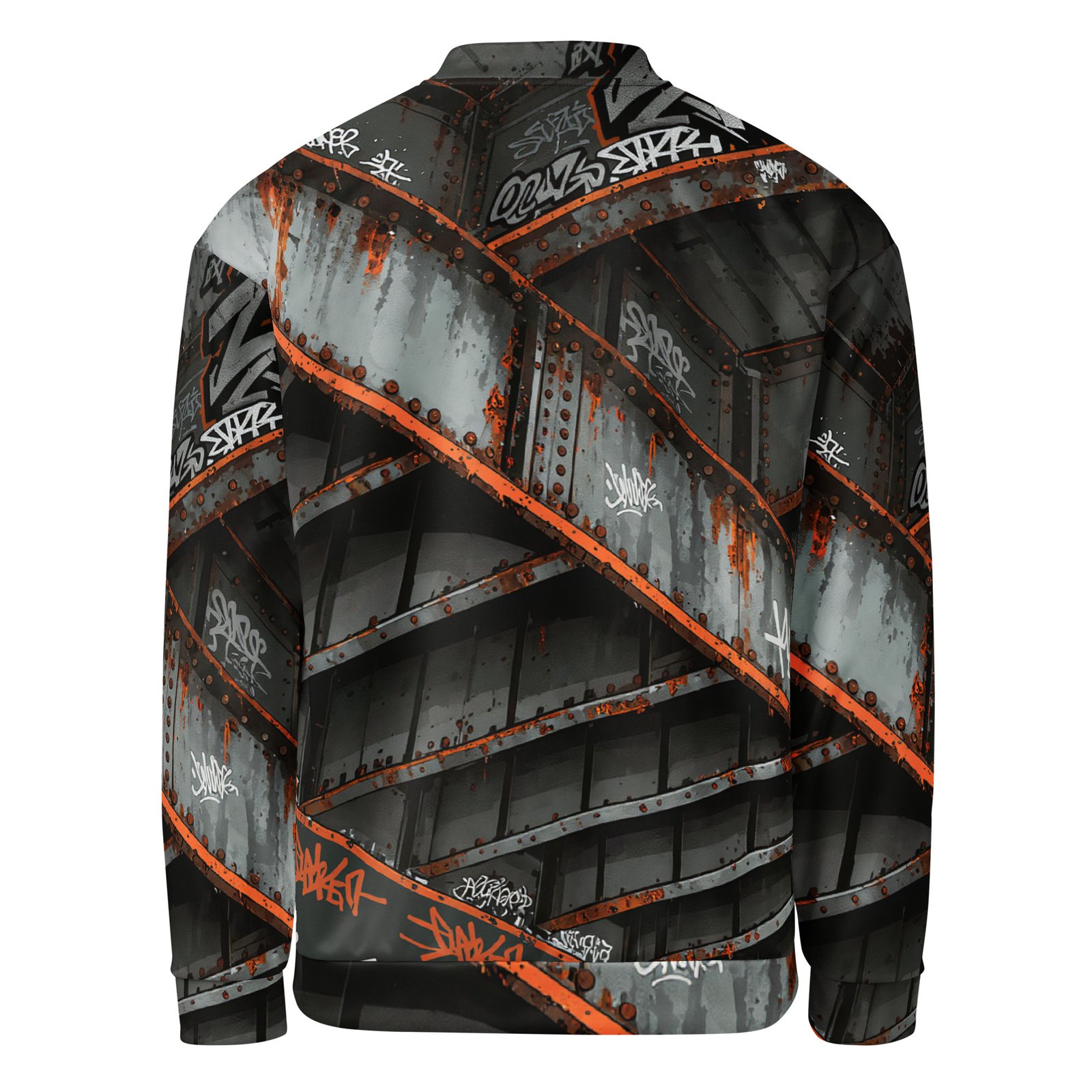 Męska bluza bomber z grafiką industrialnej konstrukcji i graffiti| Zarn.pl Męska bluza bomber z grafiką industrialnej konstrukcji i graffiti - obrazek 3