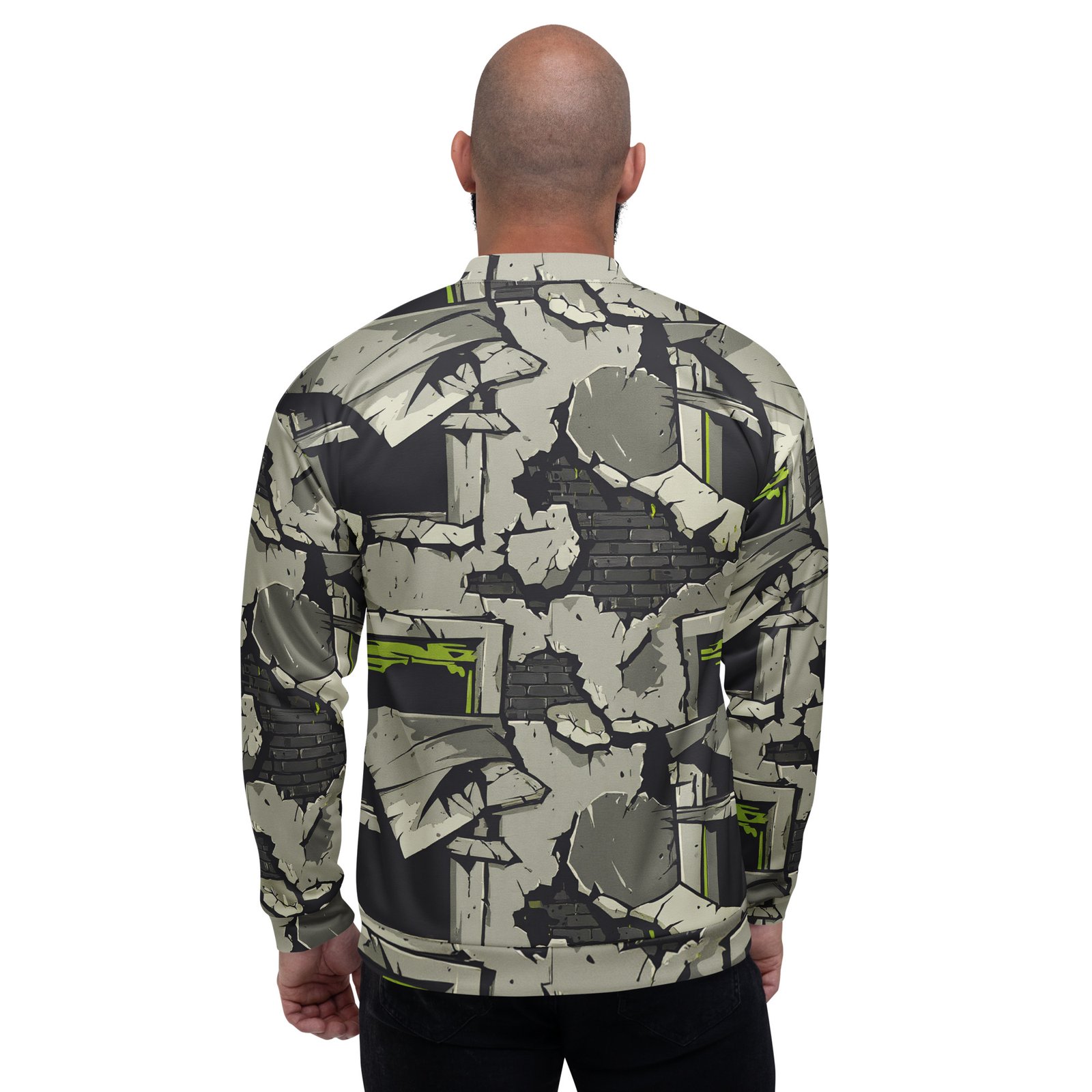 Męska bluza bomber z grafiką zniszczonego muru i pękającego betonu| Zarn.pl Męska bluza bomber z grafiką zniszczonego muru i pękającego betonu - obrazek 7