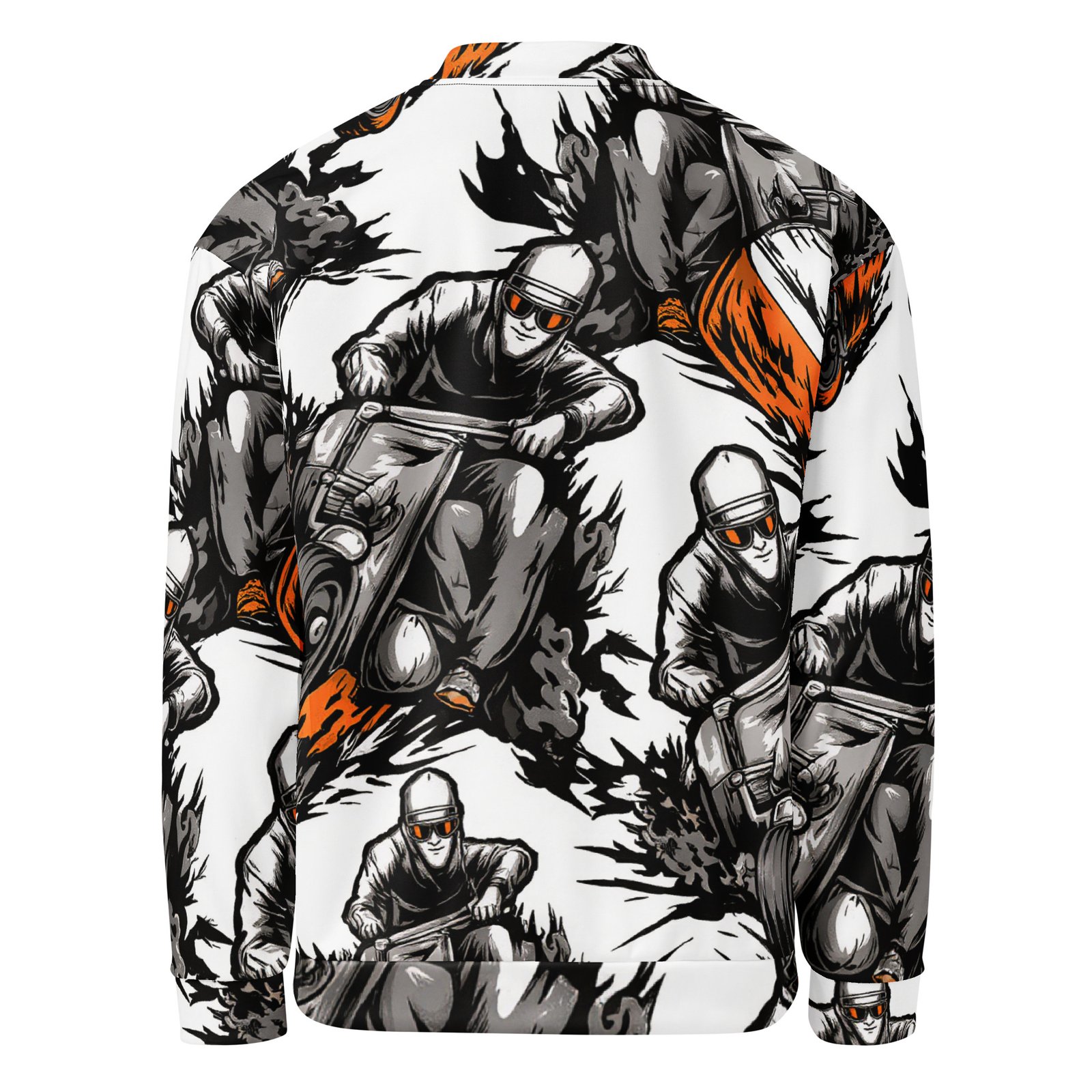 Męska bluza bomber z grafiką motocyklisty w stylu komiksowym| Zarn.pl Męska bluza bomber z grafiką motocyklisty w stylu komiksowym - obrazek 3