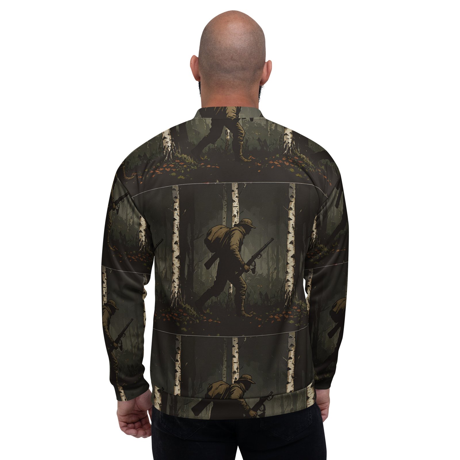 Męska bluza bomber z grafiką żołnierza w lesie| Zarn.pl Męska bluza bomber z grafiką żołnierza w lesie - obrazek 7