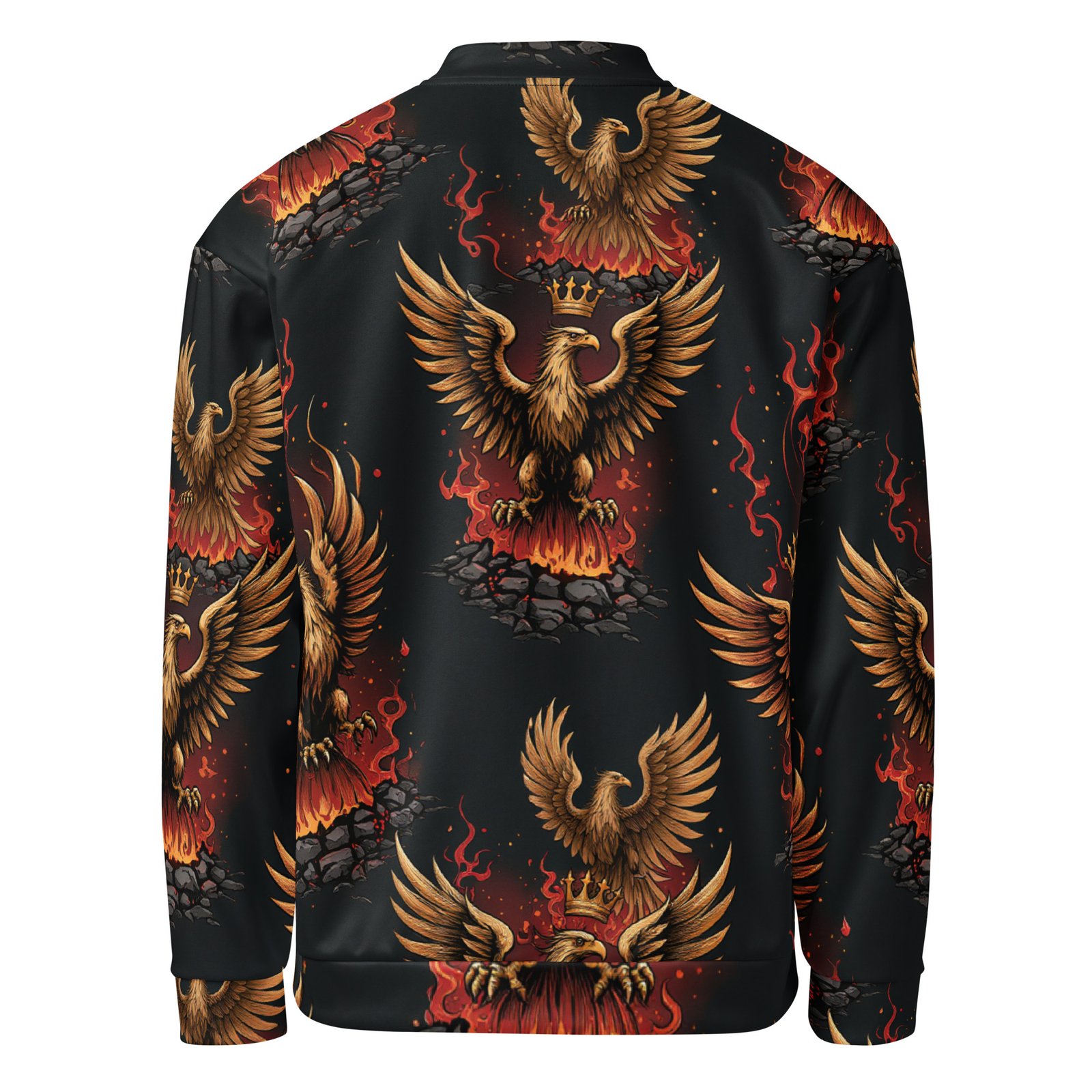 Męska bluza bomber z grafiką złotego orła i płomieni| Zarn.pl Męska bluza bomber z grafiką złotego orła i płomieni - obrazek 3