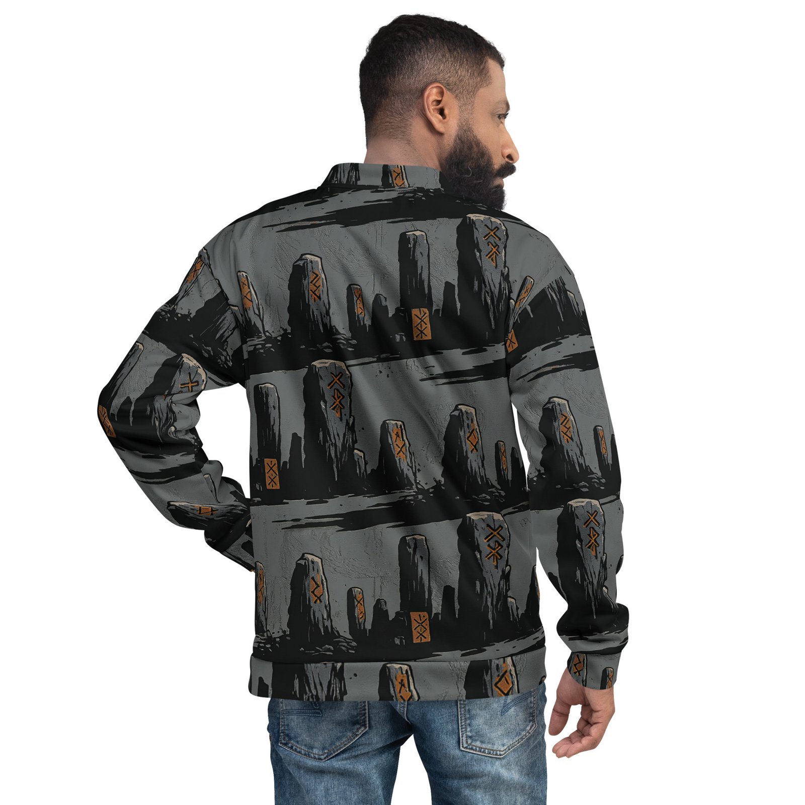 Męska bluza bomber z nordyckimi kamieniami runicznymi| Zarn.pl Męska bluza bomber z nordyckimi kamieniami runicznymi - obrazek 6