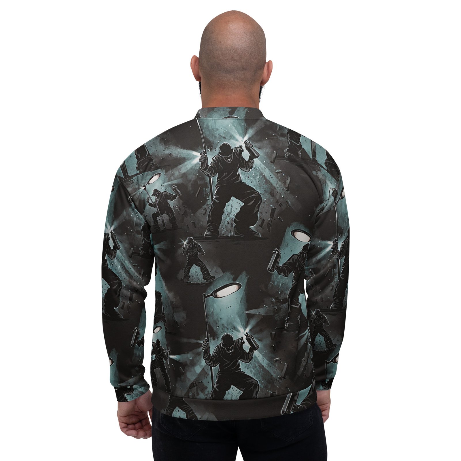 Męska bluza bomber z grafiką street art nocnego graffiti| Zarn.pl Męska bluza bomber z grafiką street art nocnego graffiti - obrazek 7