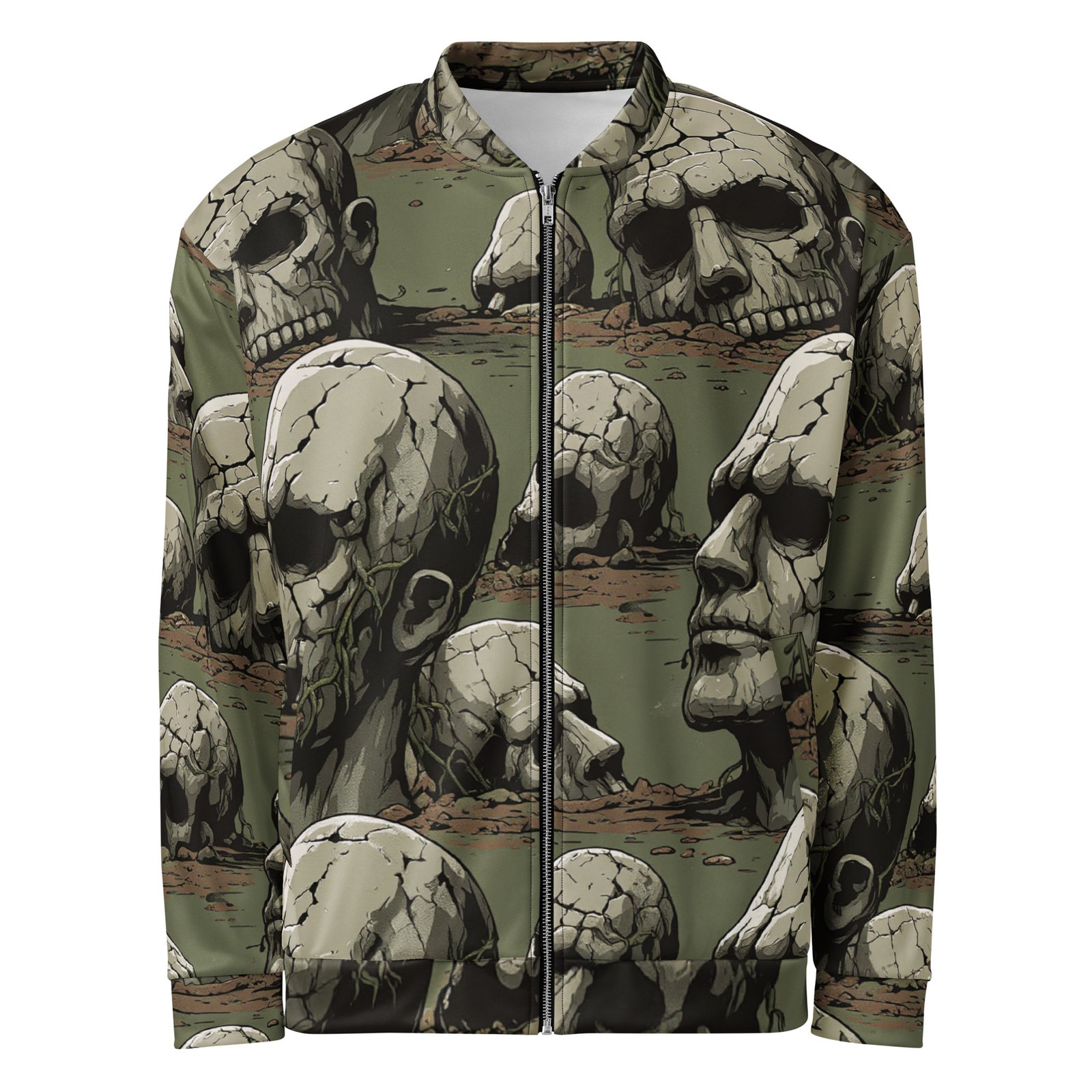 Męska bluza bomber z grafiką czaszek w postapokaliptycznym stylu| Zarn.pl Męska bluza bomber z grafiką czaszek w postapokaliptycznym stylu - obrazek 2