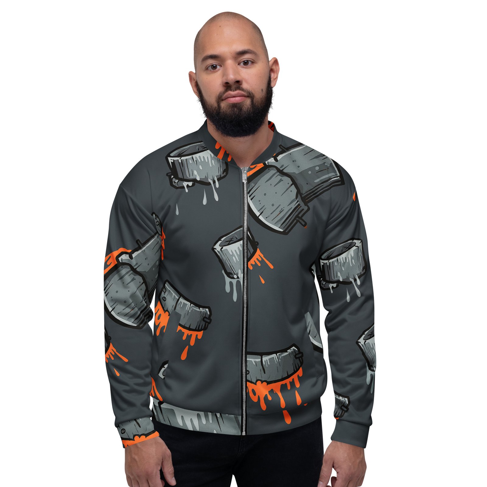 Męska bluza bomber z grafiką tasaków i farby w stylu graffiti| Zarn.pl Męska bluza bomber z grafiką tasaków i farby w stylu graffiti - obrazek 6