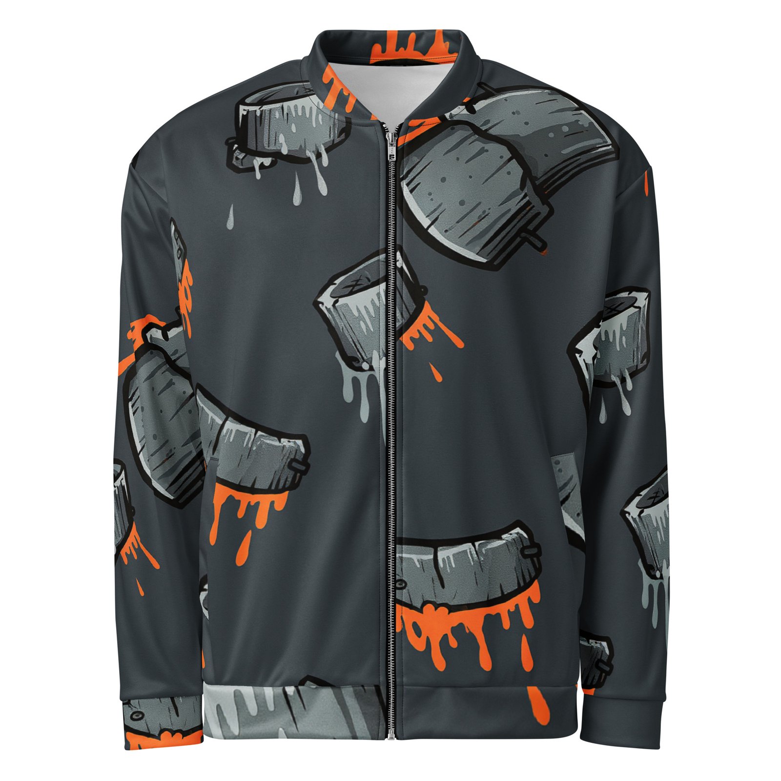 Męska bluza bomber z grafiką tasaków i farby w stylu graffiti| Zarn.pl Męska bluza bomber z grafiką tasaków i farby w stylu graffiti - obrazek 2