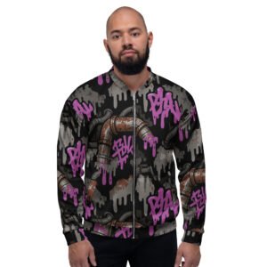 męska bluza bomber z grafiką graffiti i industrialnych rur