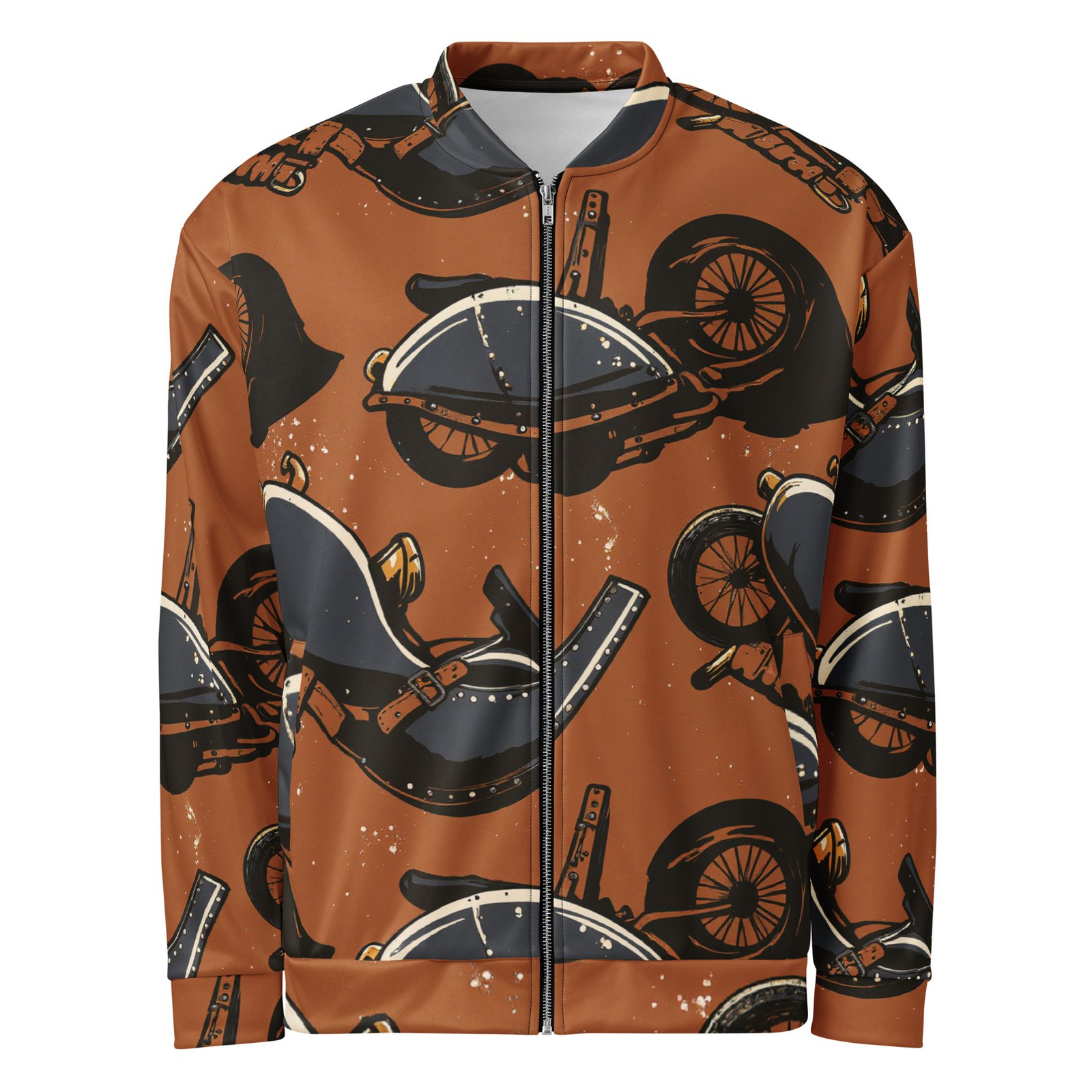 Męska bluza bomber z grafiką klasycznych motocykli w stylu vintage| Zarn.pl Męska bluza bomber z grafiką klasycznych motocykli w stylu vintage - obrazek 2