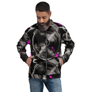 męska bluza bomber z grafiką głośników audio