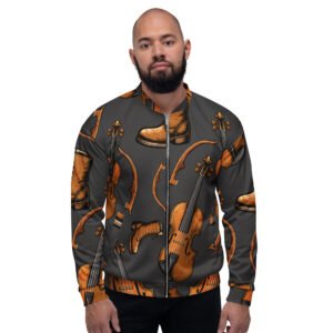 męska bluza bomber z grafiką skrzypiec i tanecznych butów