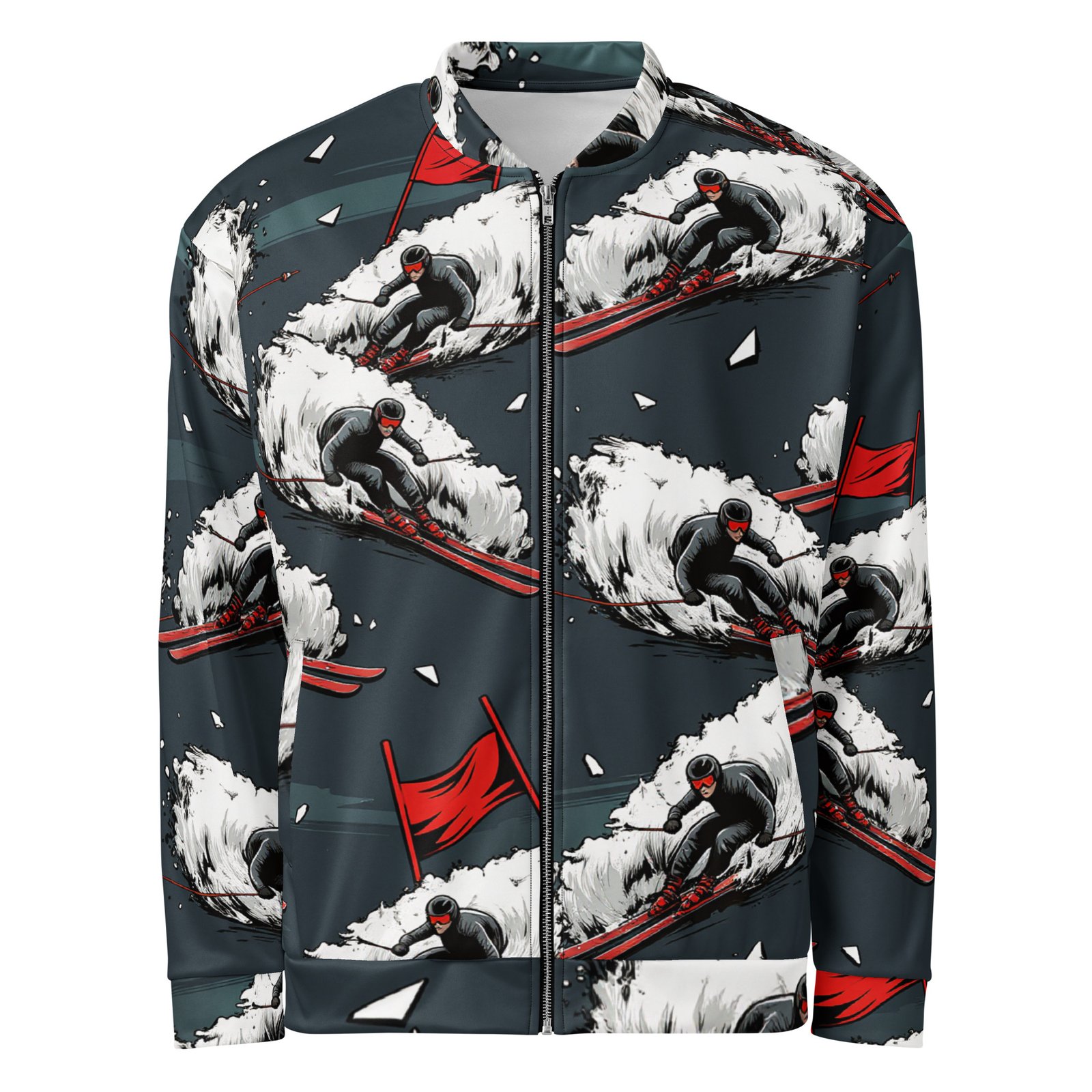 Męska bluza bomber z grafiką narciarza slalomowego| Zarn.pl Męska bluza bomber z grafiką narciarza slalomowego - obrazek 2