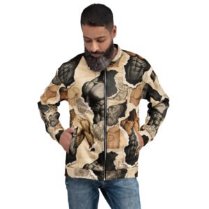 męska bluza bomber z grafiką szkiców anatomii i renesansowych rycin