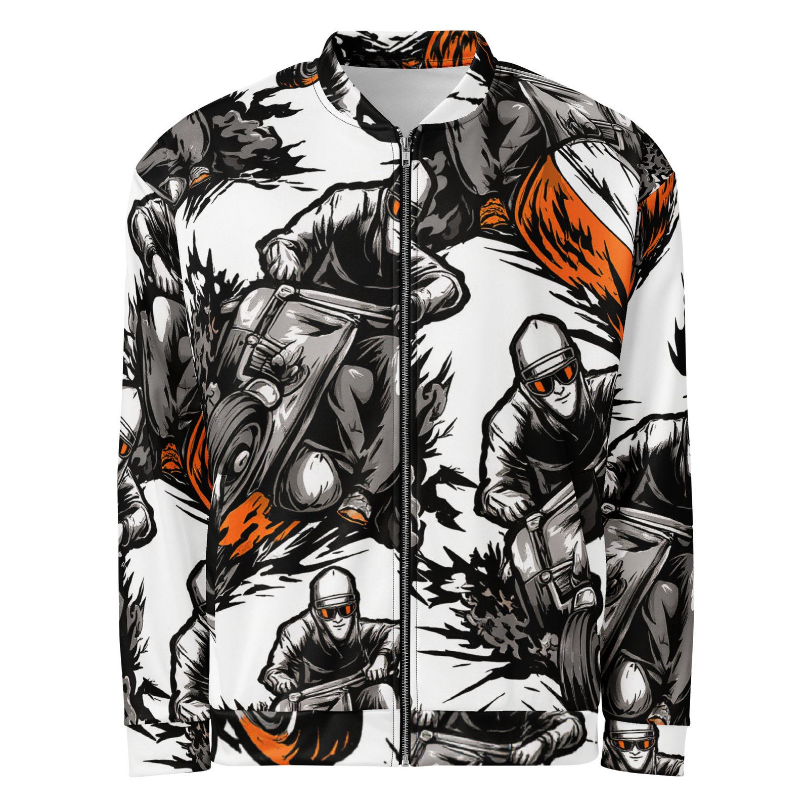 Męska bluza bomber z grafiką motocyklisty w stylu komiksowym| Zarn.pl Męska bluza bomber z grafiką motocyklisty w stylu komiksowym - obrazek 2
