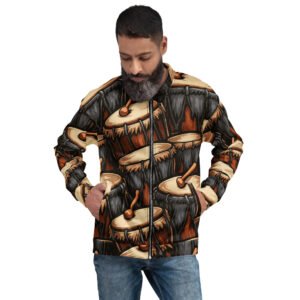 męska bluza bomber z grafiką afrykańskich bębnów