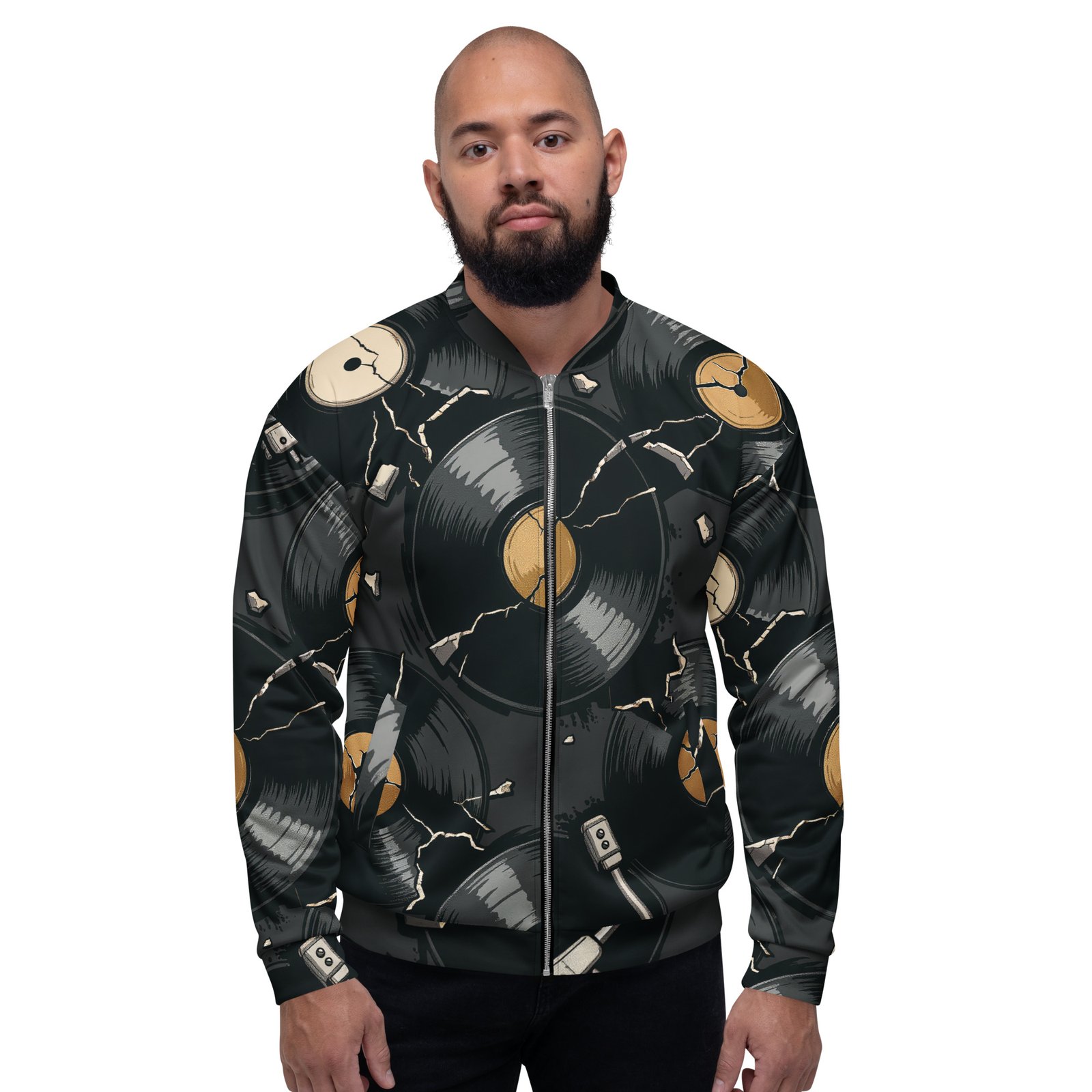 Męska bluza bomber z grafiką płyt winylowych| Zarn.pl Męska bluza bomber z grafiką płyt winylowych - obrazek 6