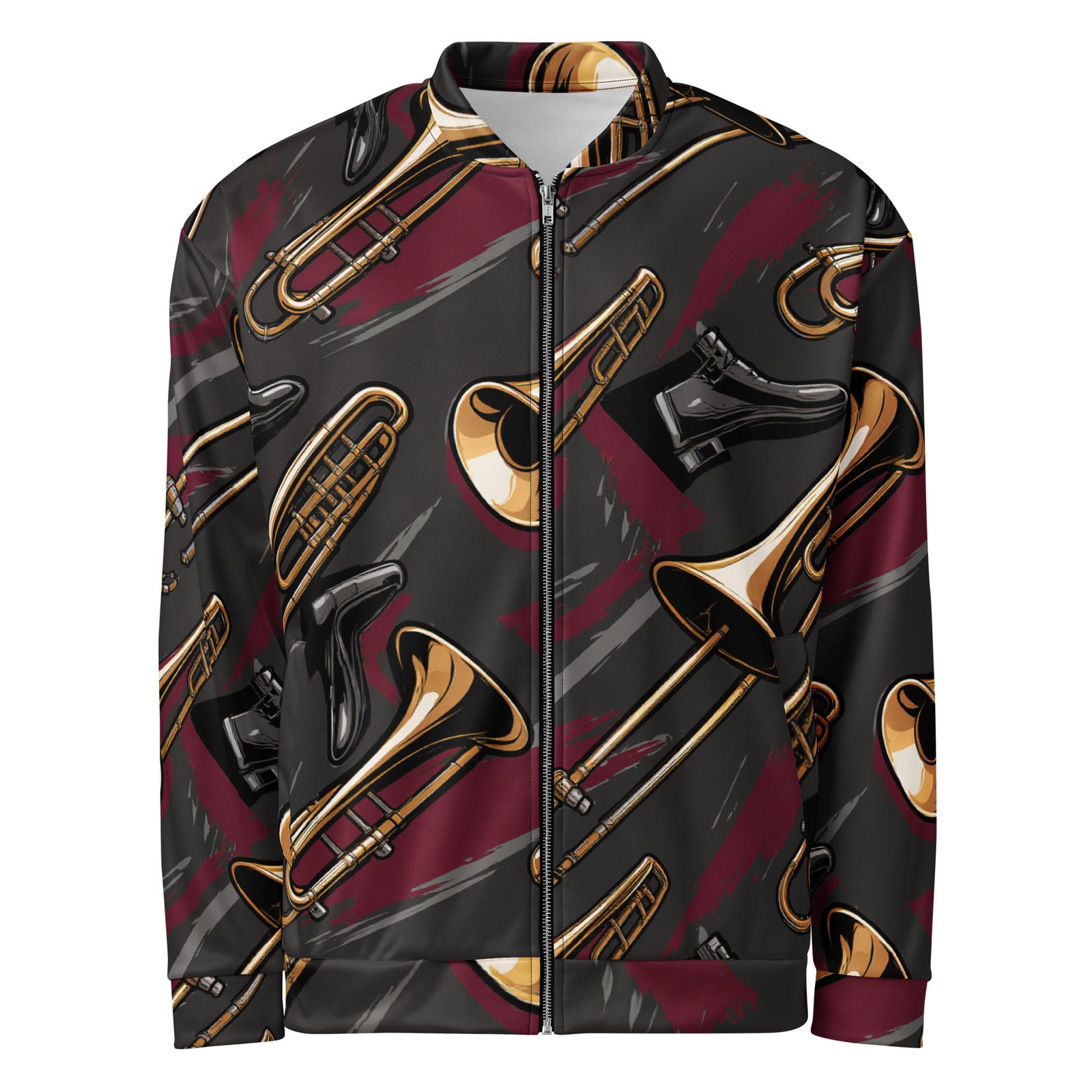 Męska bluza bomber z grafiką instrumentów dętych| Zarn.pl Męska bluza bomber z grafiką instrumentów dętych - obrazek 2