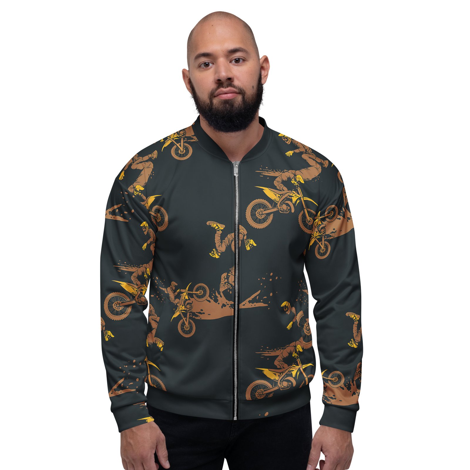 Męska bluza bomber z grafiką motocross i akrobacji na motocyklu| Zarn.pl Męska bluza bomber z grafiką motocross i akrobacji na motocyklu - obrazek 6