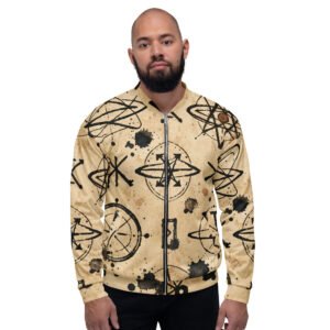 męska bluza bomber z grafiką mistycznych symboli i run
