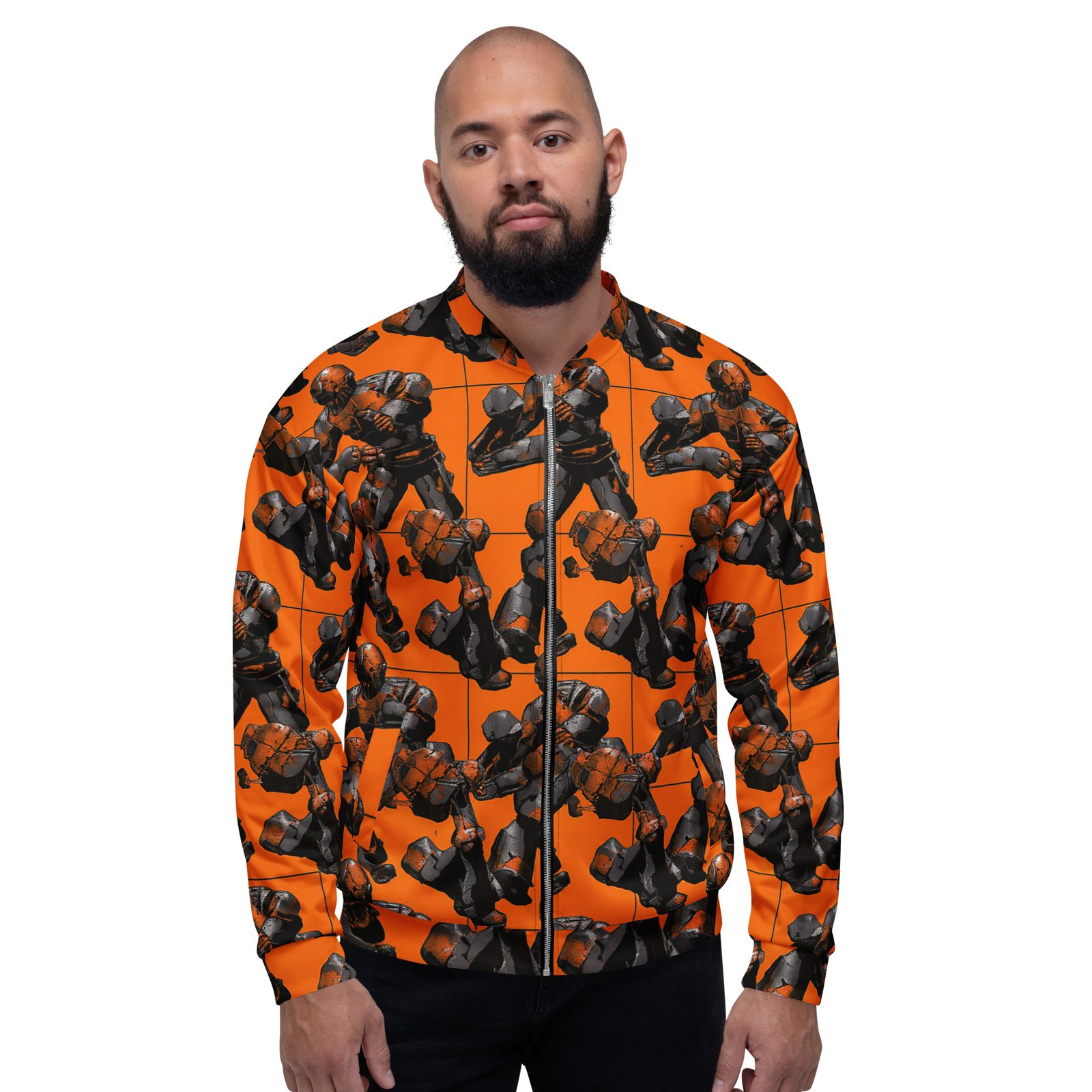 Męska bluza bomber z grafiką kamiennych wojowników fantasy| Zarn.pl Męska bluza bomber z grafiką kamiennych wojowników fantasy - obrazek 6