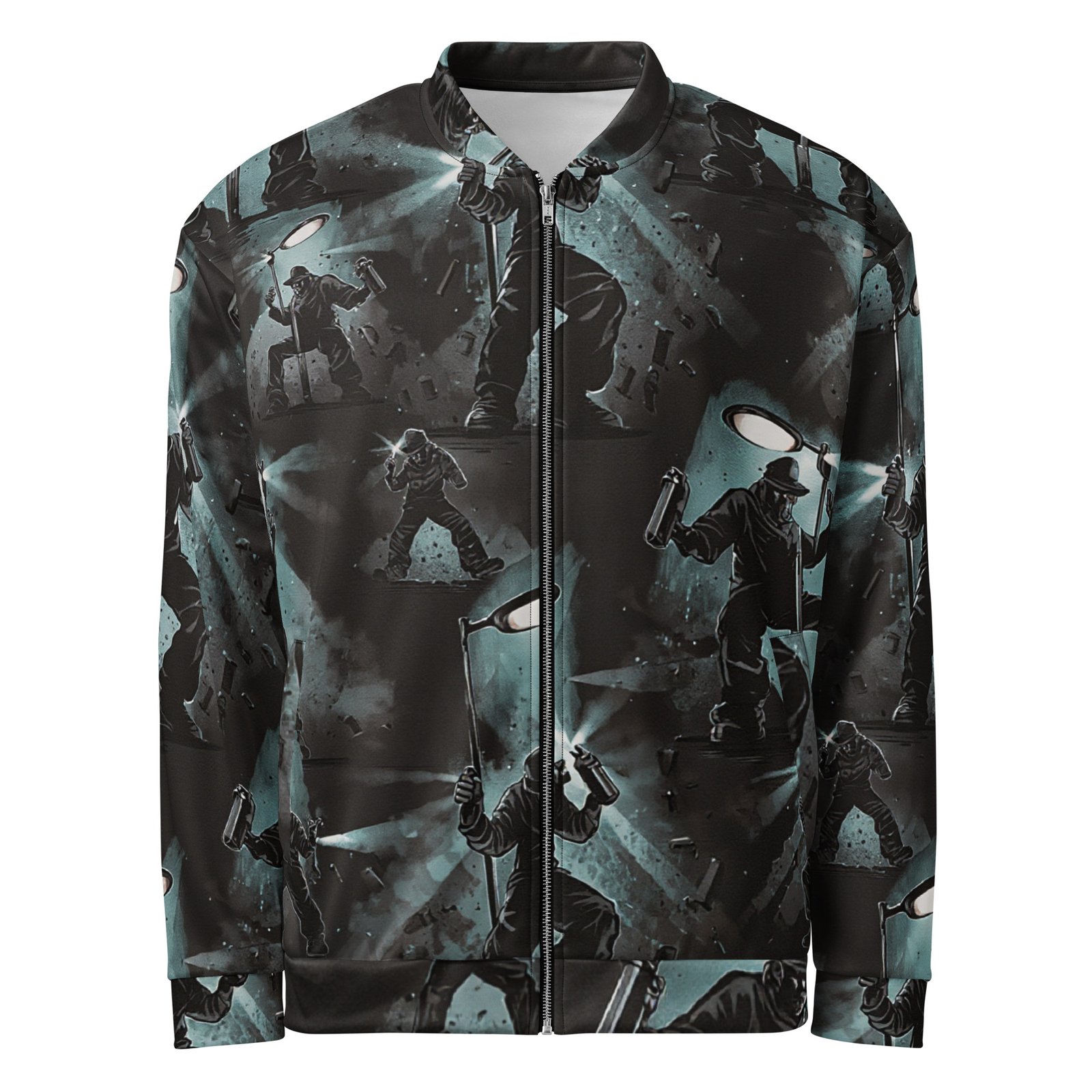 Męska bluza bomber z grafiką street art nocnego graffiti| Zarn.pl Męska bluza bomber z grafiką street art nocnego graffiti - obrazek 2