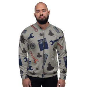 męska bluza bomber z motywem narzędzi mechanicznych