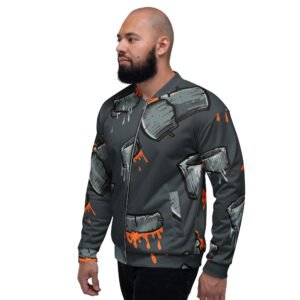 męska bluza bomber z grafiką tasaków i farby w stylu graffiti