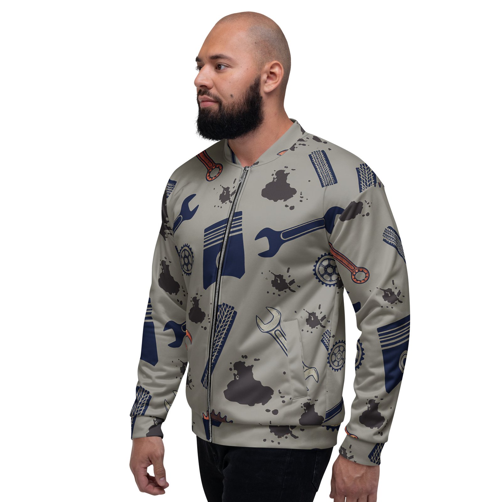 Męska bluza bomber z motywem narzędzi mechanicznych| Zarn.pl Męska bluza bomber z motywem narzędzi mechanicznych - obrazek 8