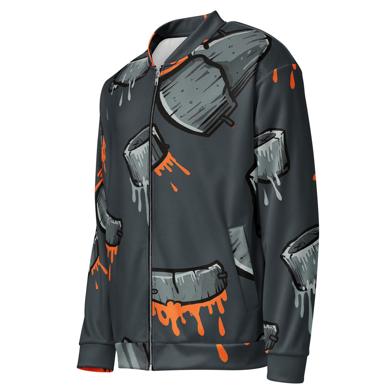 Męska bluza bomber z grafiką tasaków i farby w stylu graffiti| Zarn.pl Męska bluza bomber z grafiką tasaków i farby w stylu graffiti - obrazek 4