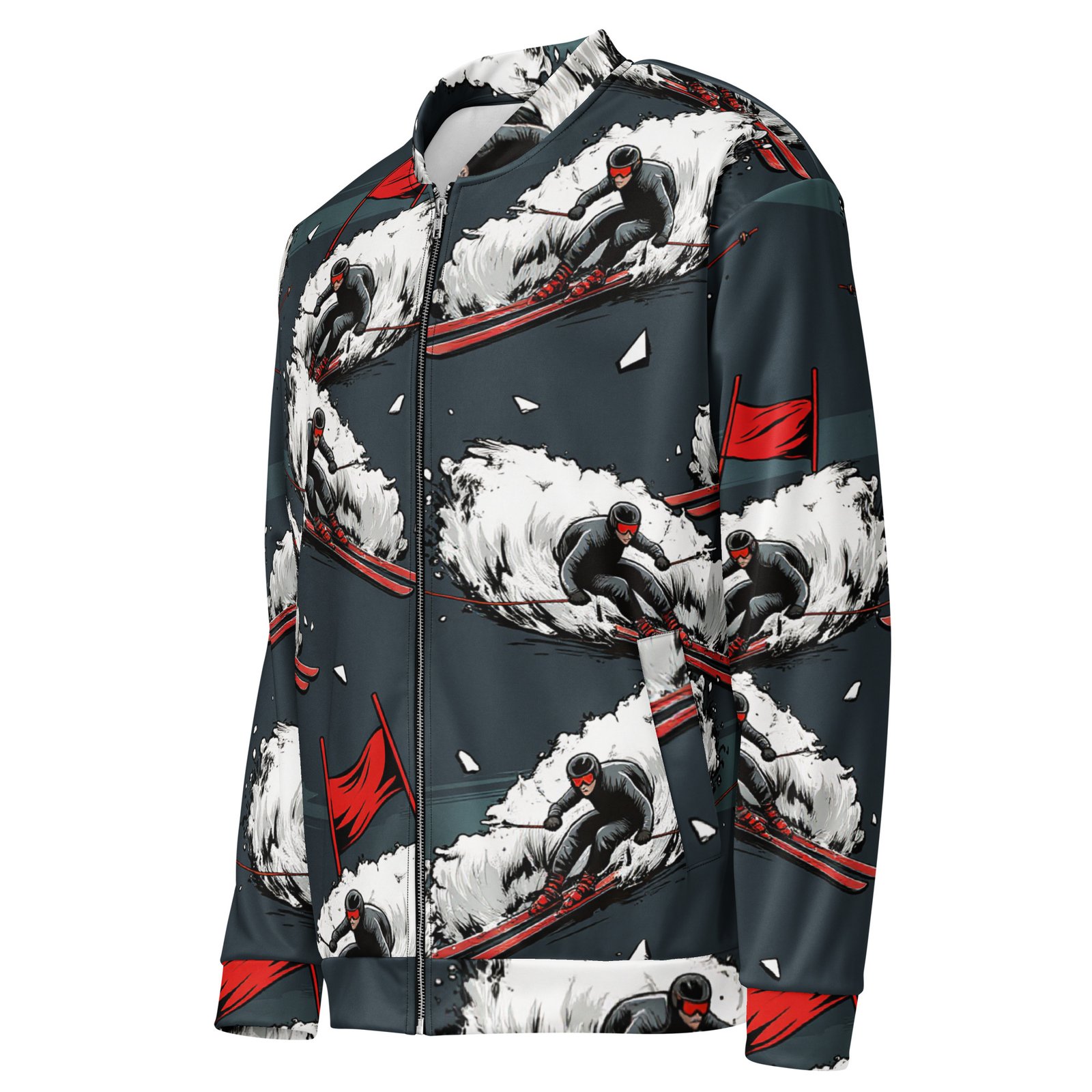 Męska bluza bomber z grafiką narciarza slalomowego| Zarn.pl Męska bluza bomber z grafiką narciarza slalomowego - obrazek 4