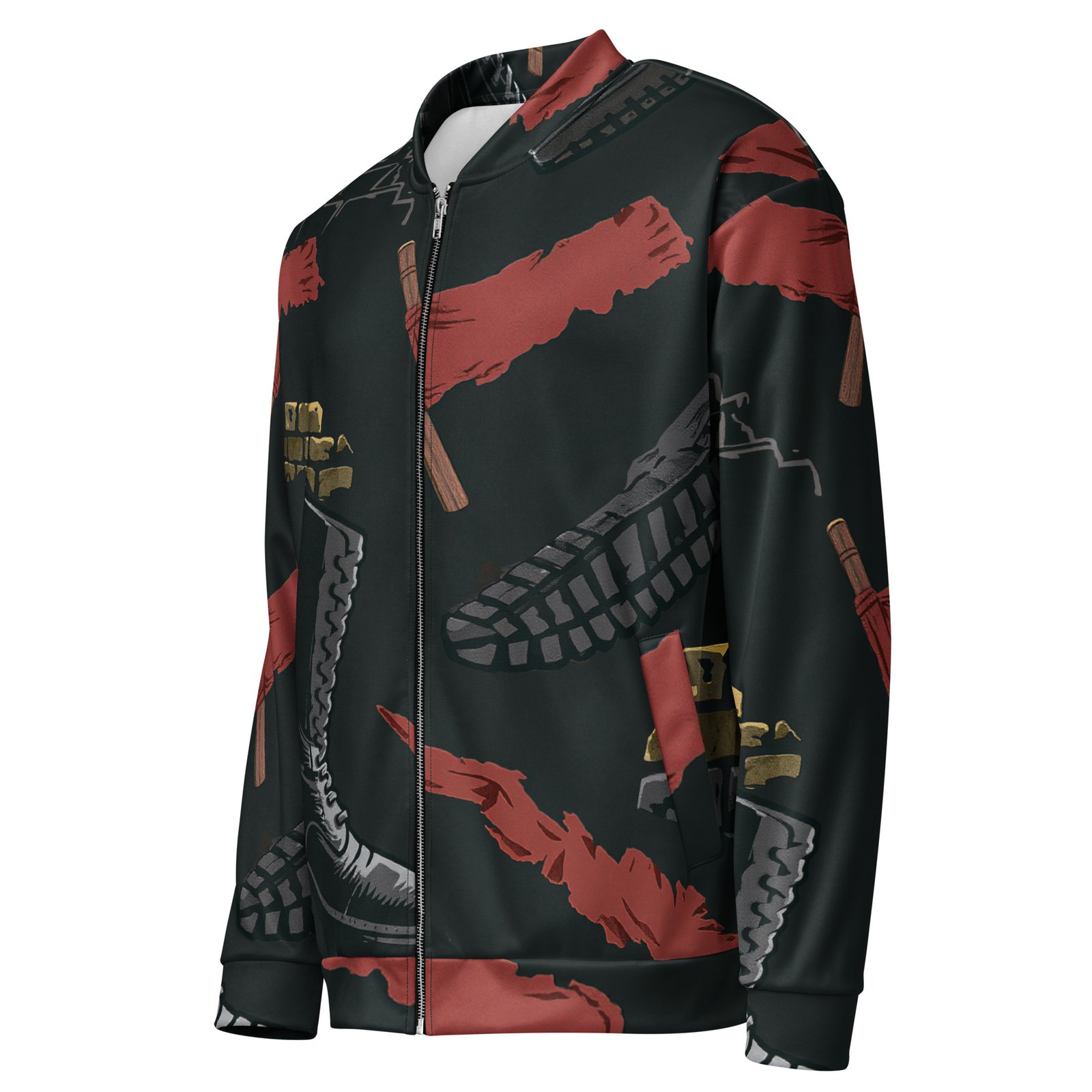 Męska bluza bomber z grafiką glanów i czerwonych flag protestacyjnych| Zarn.pl Męska bluza bomber z grafiką glanów i czerwonych flag protestacyjnych - obrazek 4