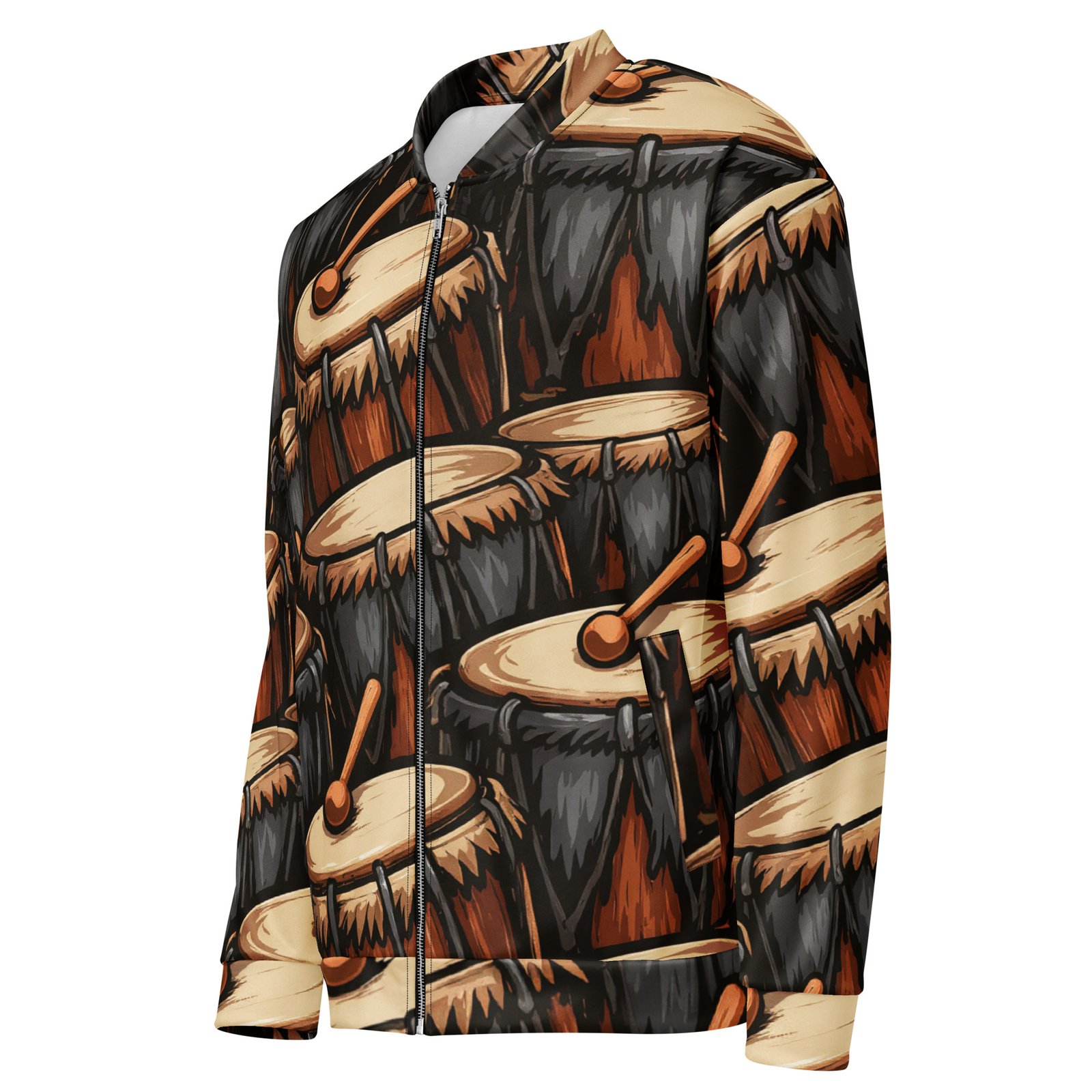 Męska bluza bomber z grafiką afrykańskich bębnów| Zarn.pl Męska bluza bomber z grafiką afrykańskich bębnów - obrazek 4