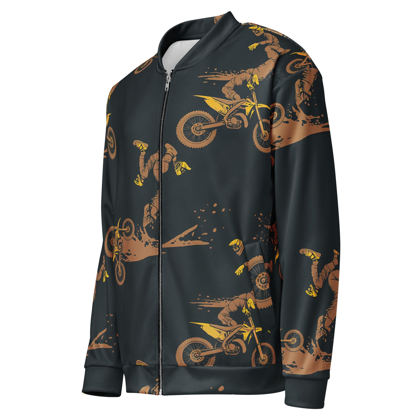 Męska bluza bomber z grafiką motocross i akrobacji na motocyklu| Zarn.pl Męska bluza bomber z grafiką motocross i akrobacji na motocyklu - obrazek 4
