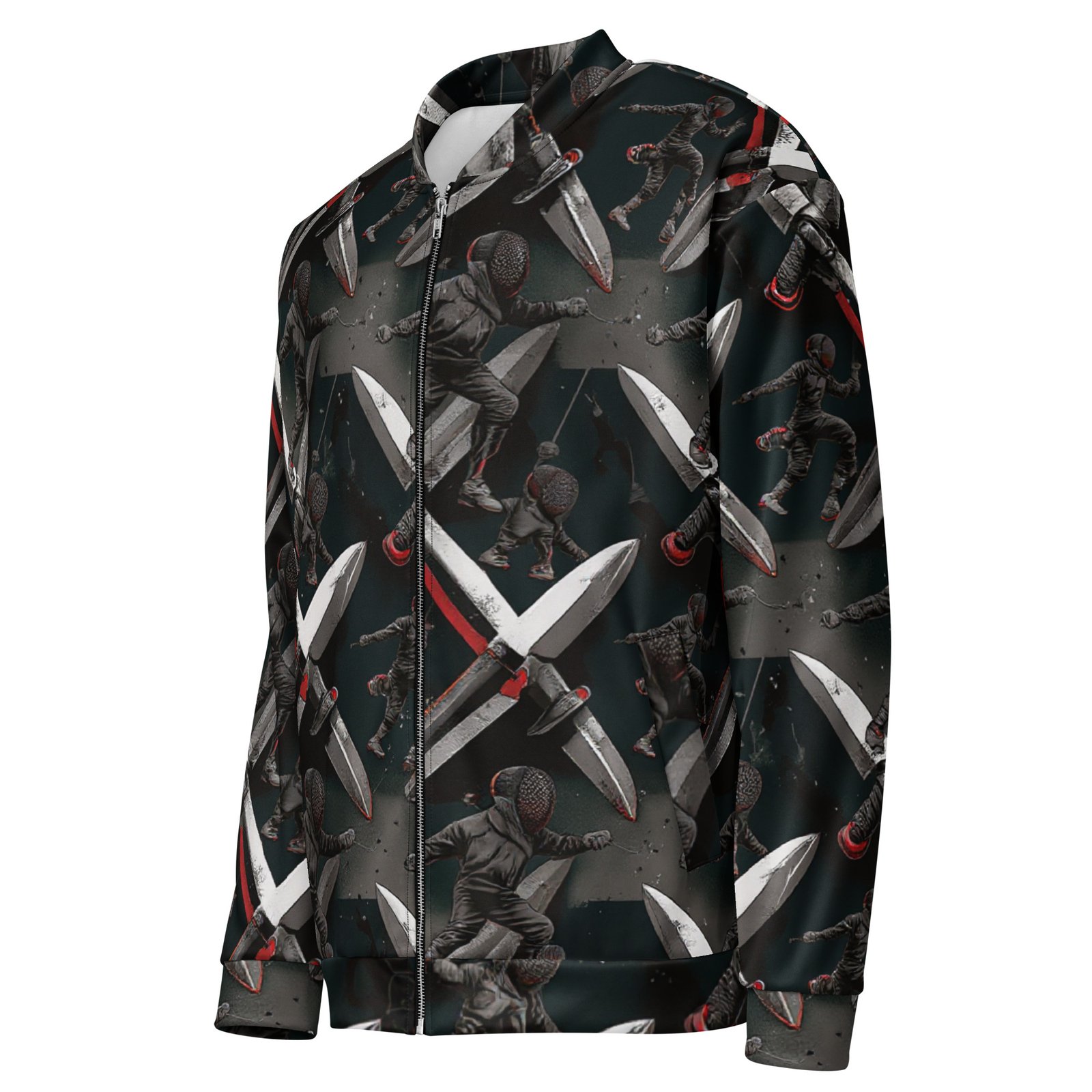 Męska bluza bomber z grafiką szermierzy i ozdobnych ostrzy| Zarn.pl Męska bluza bomber z grafiką szermierzy i ozdobnych ostrzy - obrazek 4