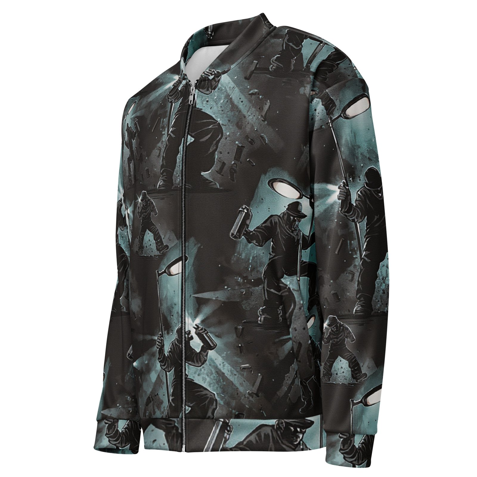 Męska bluza bomber z grafiką street art nocnego graffiti| Zarn.pl Męska bluza bomber z grafiką street art nocnego graffiti - obrazek 4