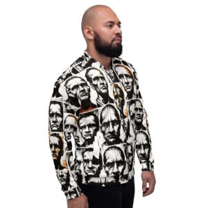 męska bluza bomber z grafiką portretów w stylu szkicu