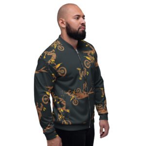 męska bluza bomber z grafiką motocross i akrobacji na motocyklu