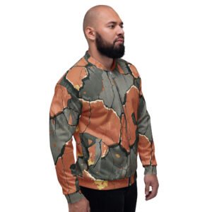 męska bluza bomber z grafiką pękającego muru i sylwetki człowieka