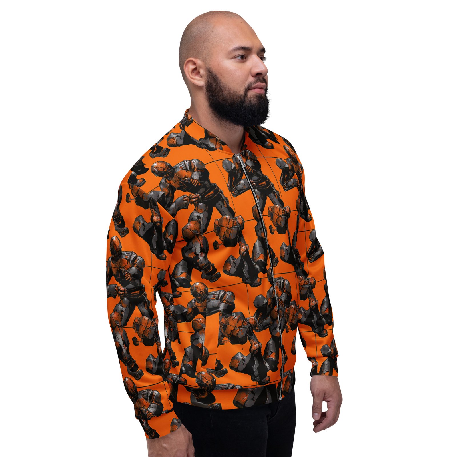Męska bluza bomber z grafiką kamiennych wojowników fantasy| Zarn.pl Męska bluza bomber z grafiką kamiennych wojowników fantasy - obrazek 8