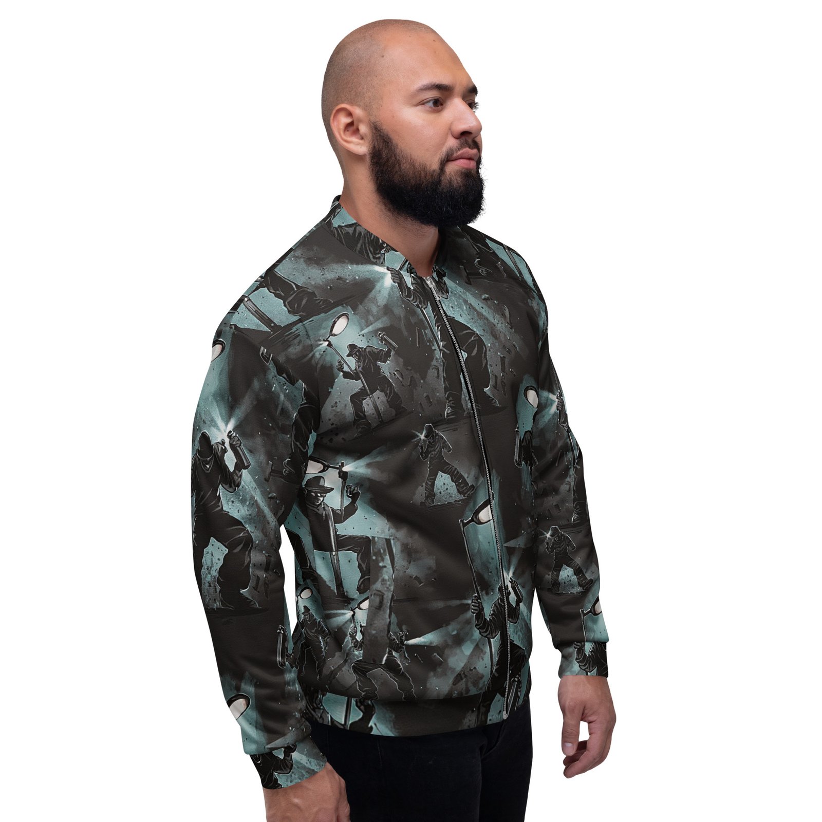 Męska bluza bomber z grafiką street art nocnego graffiti| Zarn.pl Męska bluza bomber z grafiką street art nocnego graffiti - obrazek 8