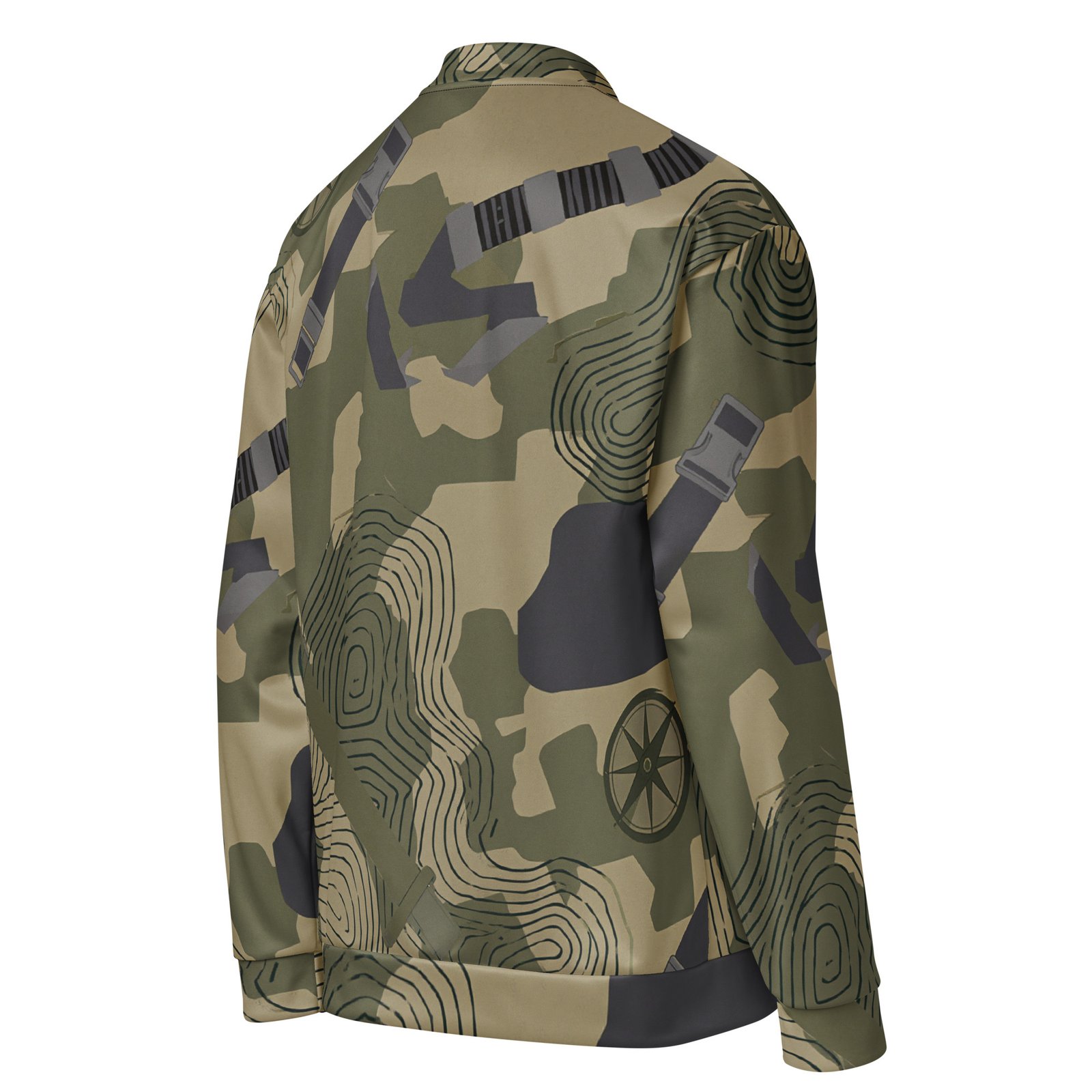 Męska bluza bomber z grafiką pasów taktycznych, kamuflażu i poziomic| Zarn.pl Męska bluza bomber z grafiką pasów taktycznych, kamuflażu i poziomic - obrazek 5