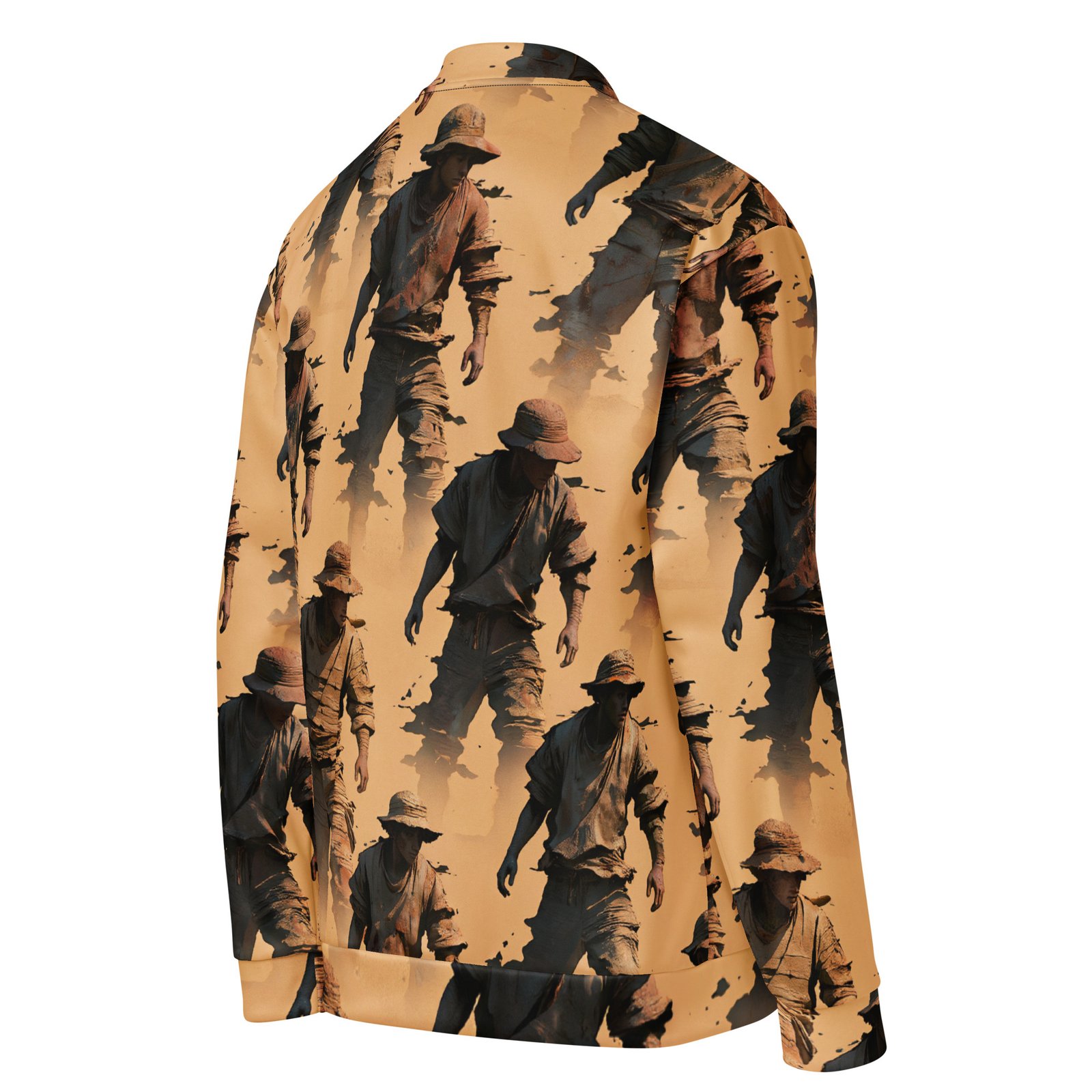 Męska bluza bomber z grafiką tajemniczych postaci w pustynnym klimacie| Zarn.pl Męska bluza bomber z grafiką tajemniczych postaci w pustynnym klimacie - obrazek 5