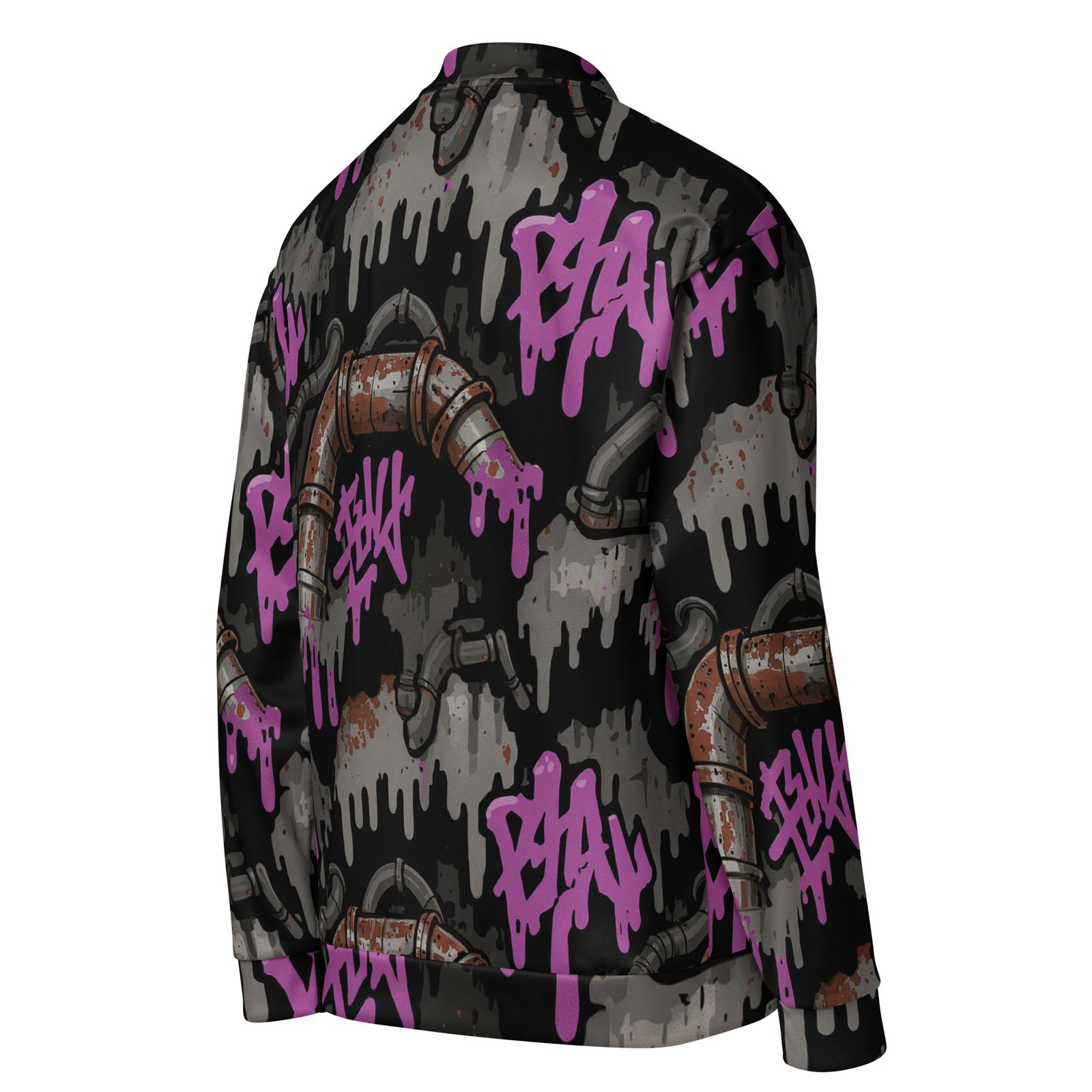 Męska bluza bomber z grafiką graffiti i industrialnych rur| Zarn.pl Męska bluza bomber z grafiką graffiti i industrialnych rur - obrazek 5