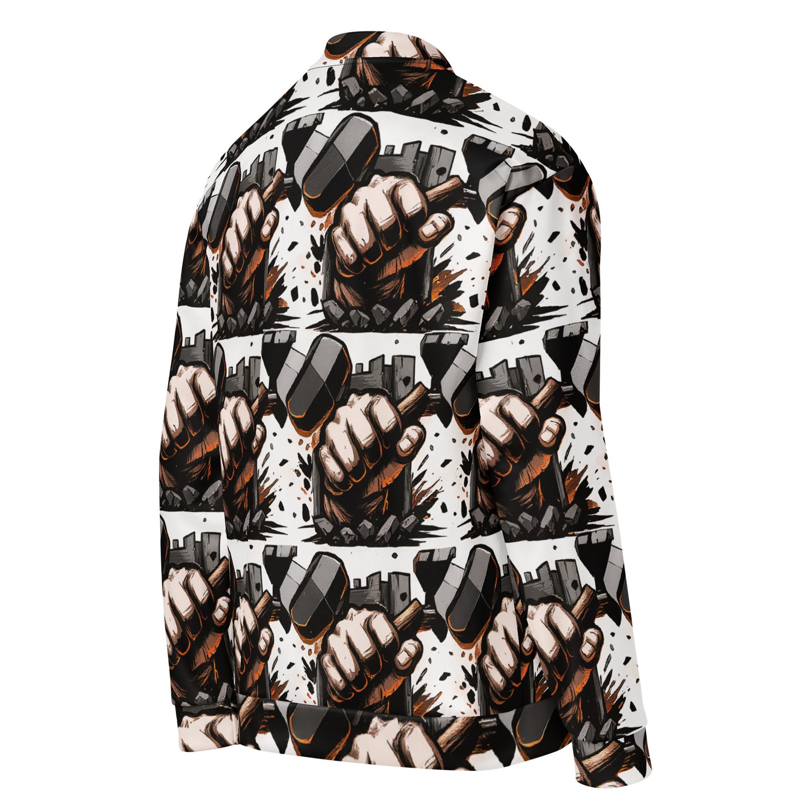 Męska bluza bomber z grafiką zaciśniętej pięści przebijającej kamienny mur| Zarn.pl Męska bluza bomber z grafiką zaciśniętej pięści przebijającej kamienny mur - obrazek 5