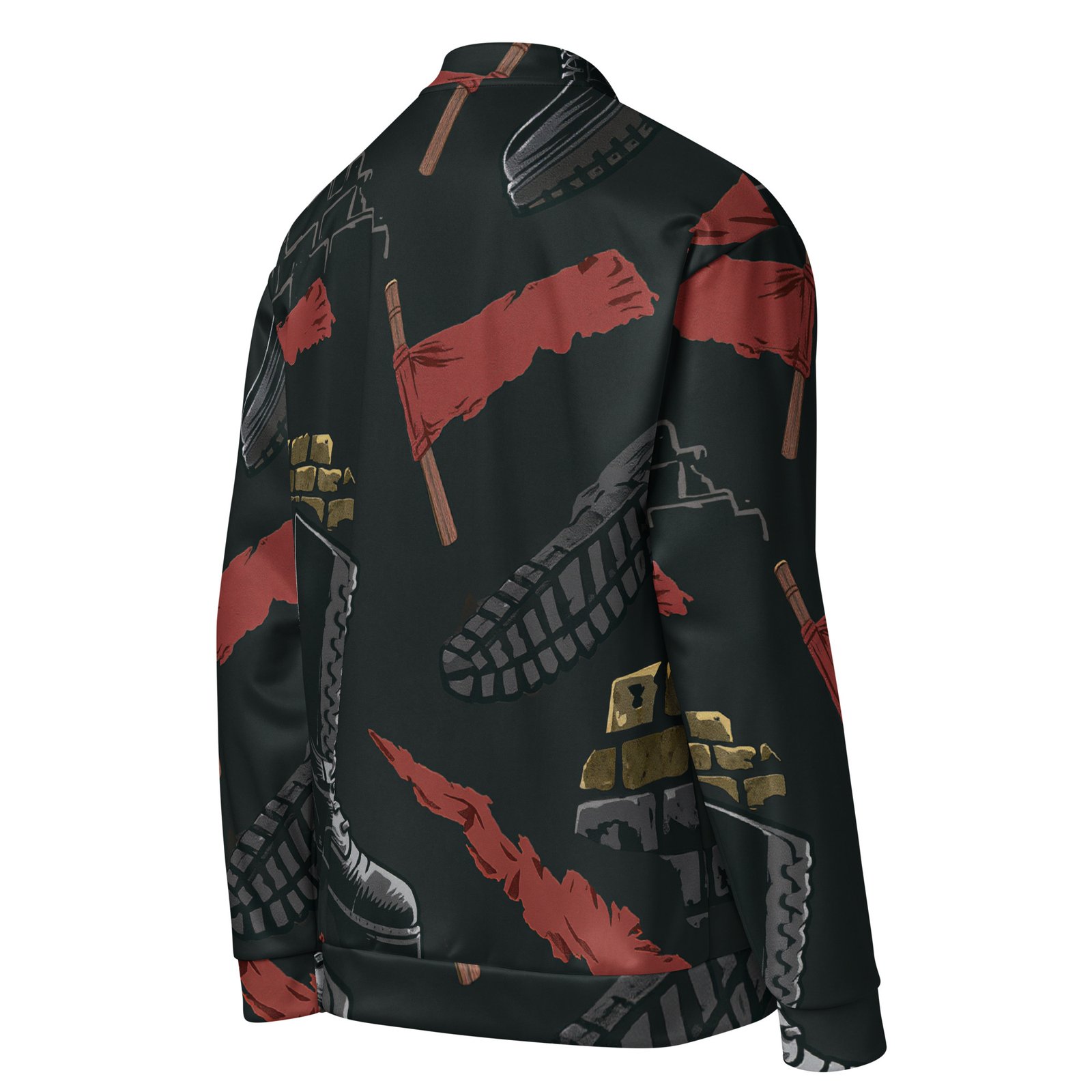 Męska bluza bomber z grafiką glanów i czerwonych flag protestacyjnych| Zarn.pl Męska bluza bomber z grafiką glanów i czerwonych flag protestacyjnych - obrazek 5