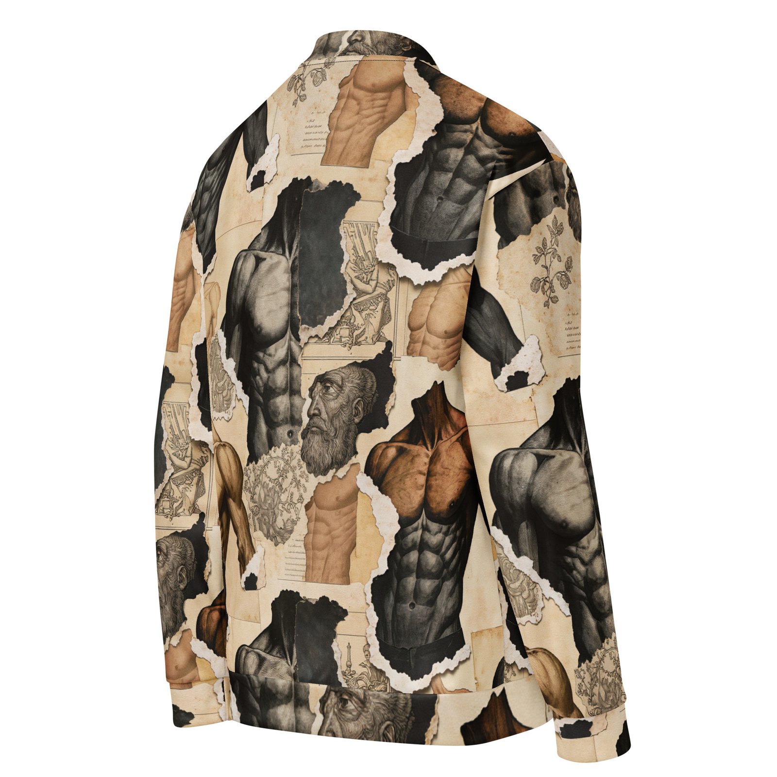 Męska bluza bomber z grafiką szkiców anatomii i renesansowych rycin| Zarn.pl Męska bluza bomber z grafiką szkiców anatomii i renesansowych rycin - obrazek 5